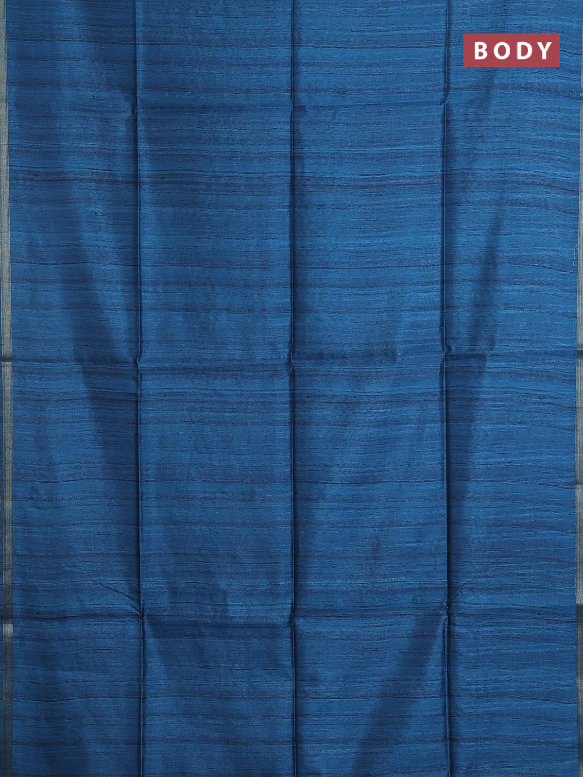 Semi tussar saree peacock blue with plain body and kalamkari prints & cut work pallu - Image 2