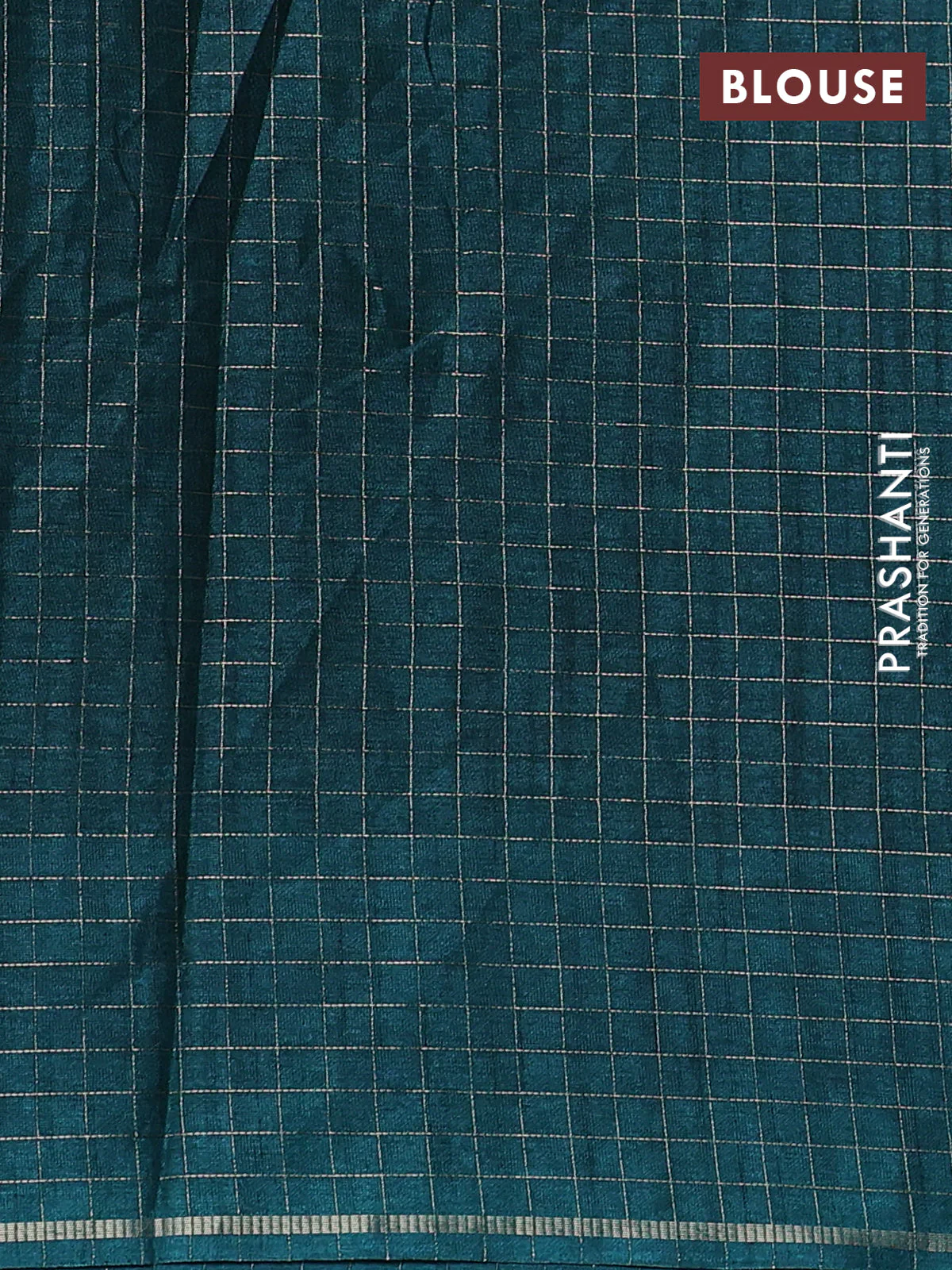 Semi tussar saree peacock green with allover embroidery design and zari woven border - Image 3