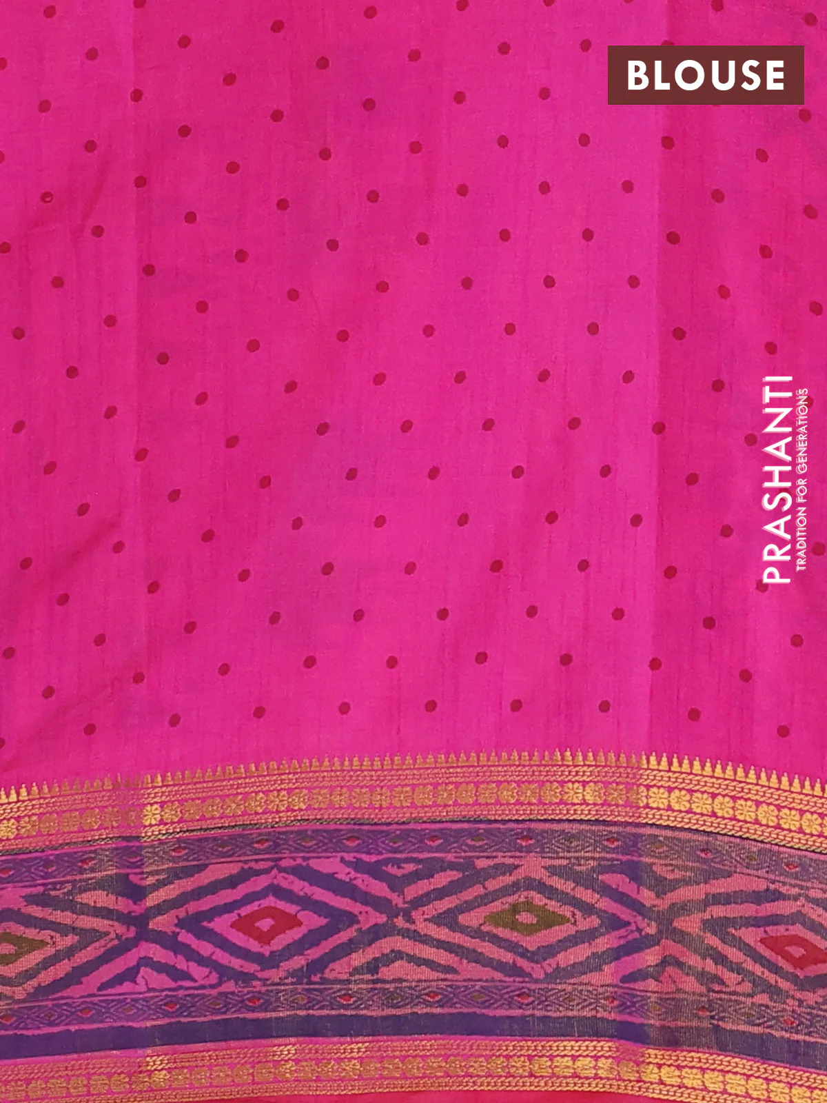 Semi tussar saree pink and blue with plain body and ikat printed pallu - Image 4