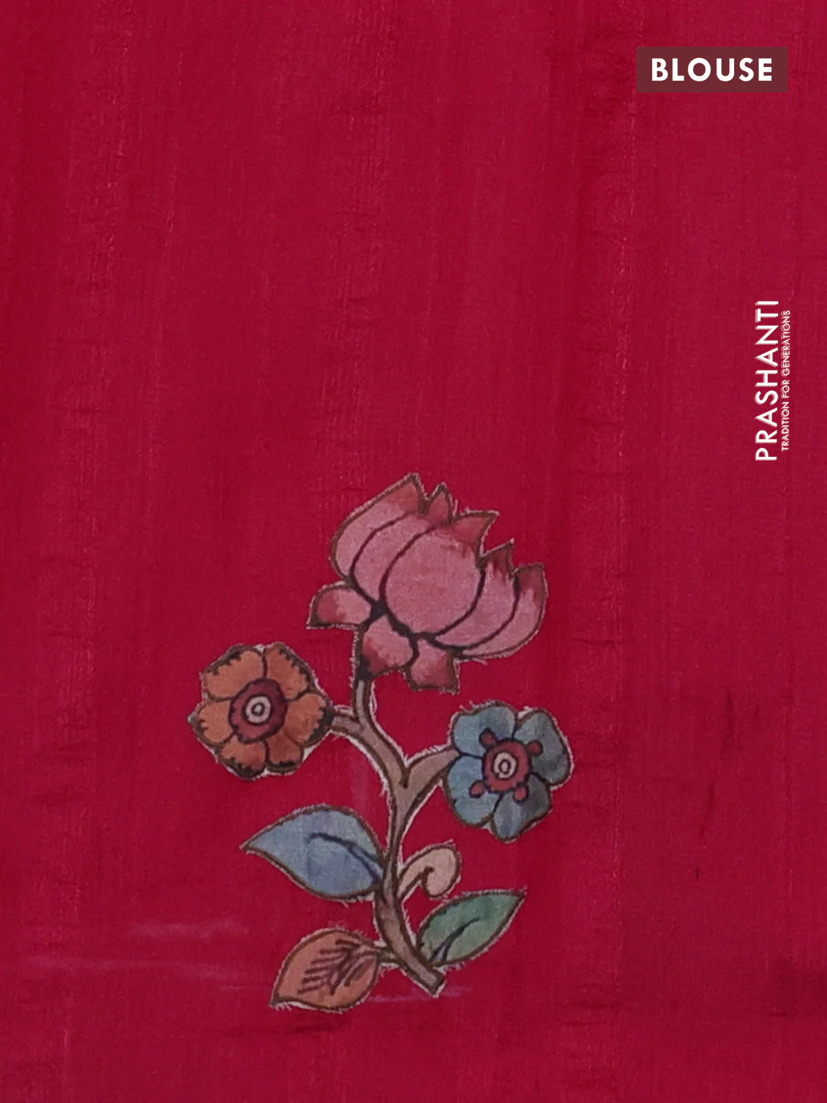 Semi tussar saree pink with kalamkari applique work in borderless style - Image 3