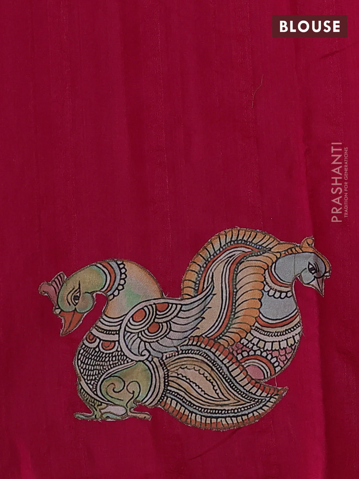 Semi tussar saree pink with kalamkari applique work - Image 3