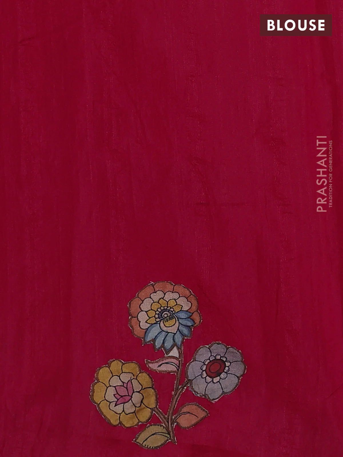 Semi tussar saree pink with kalamkari applique work - Image 3