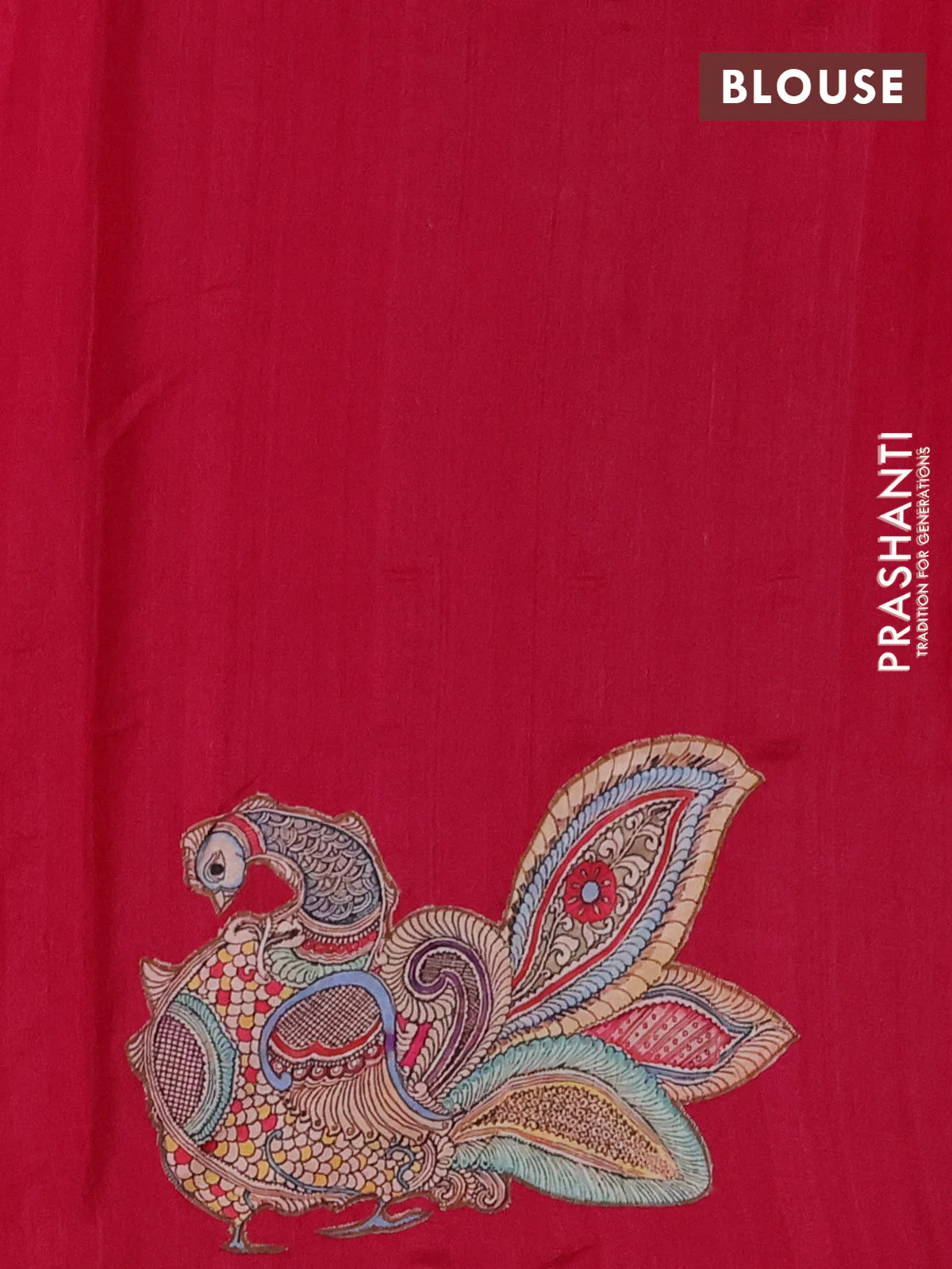 Semi tussar saree pink with kalamkari applique work - Image 3