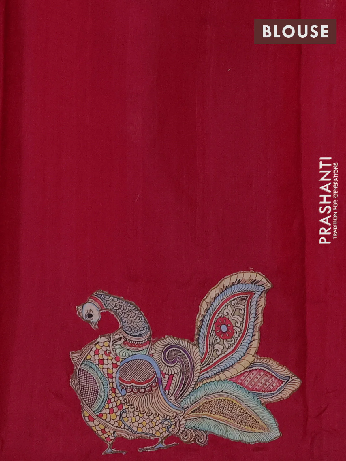 Semi tussar saree pink with kalamkari applique work - Image 3
