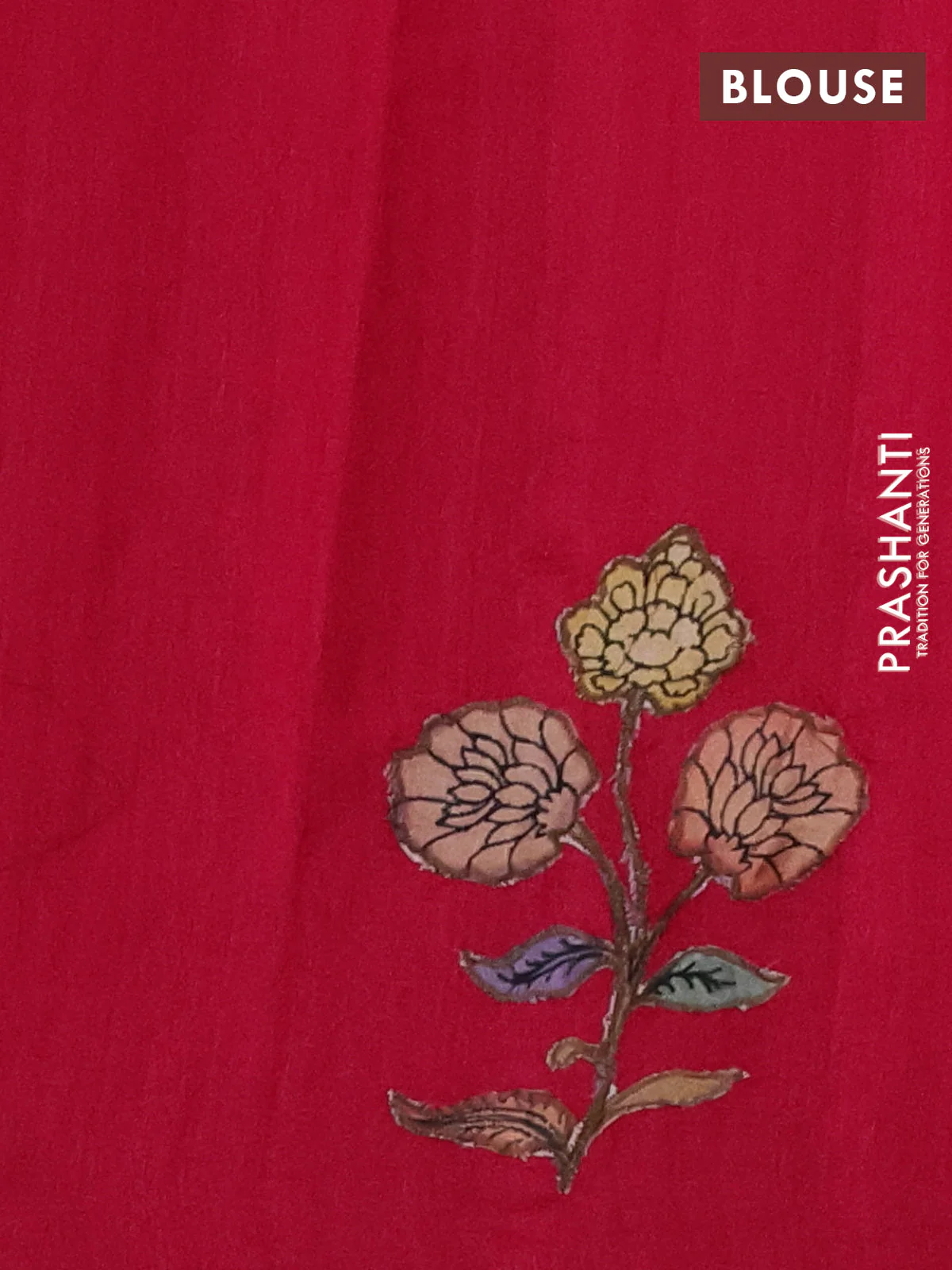 Semi tussar saree pink with kalamkari applique work - Image 3