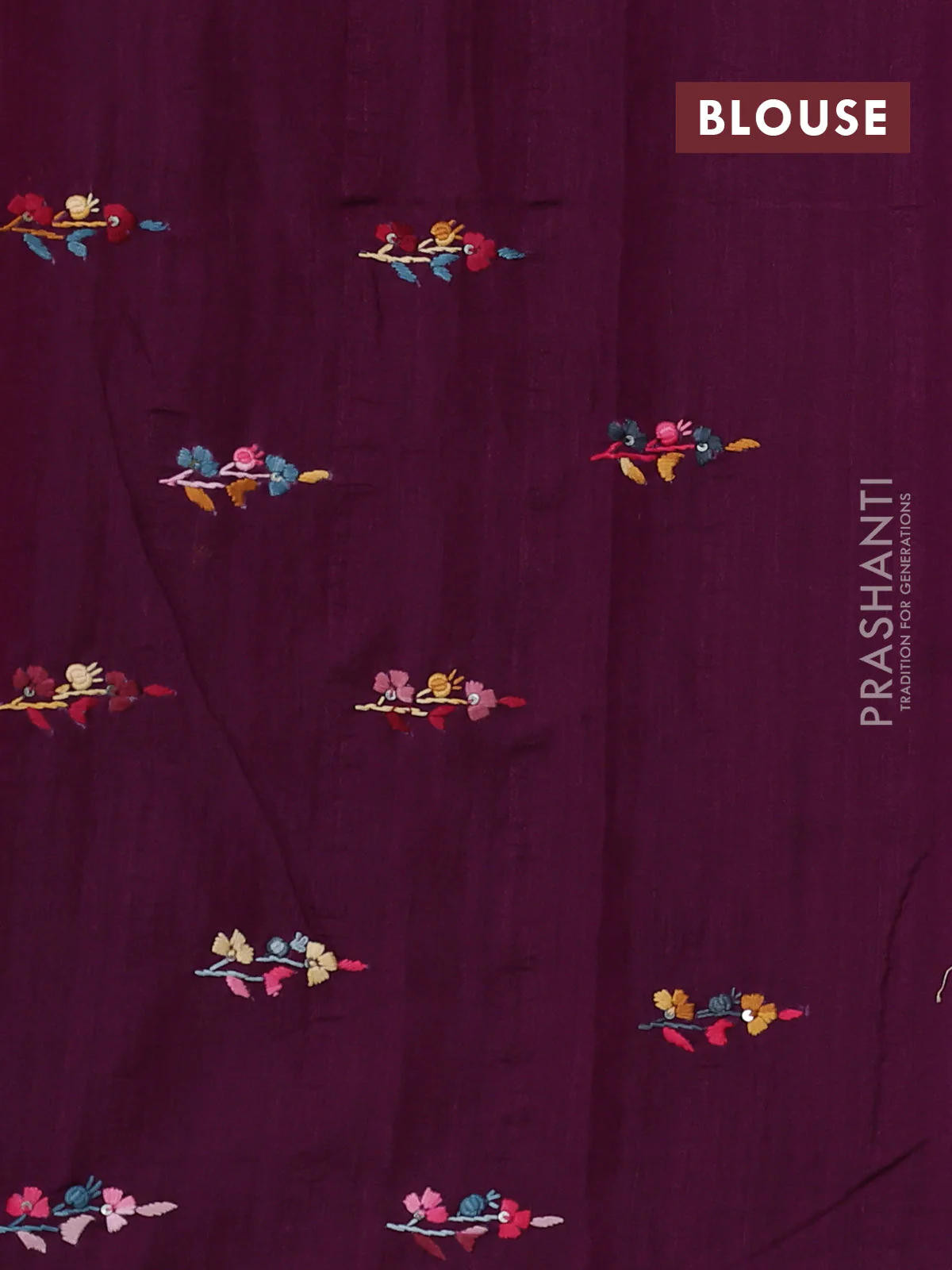 Semi tussar saree purple with embroided buttas and embroidery pallu - Image 3
