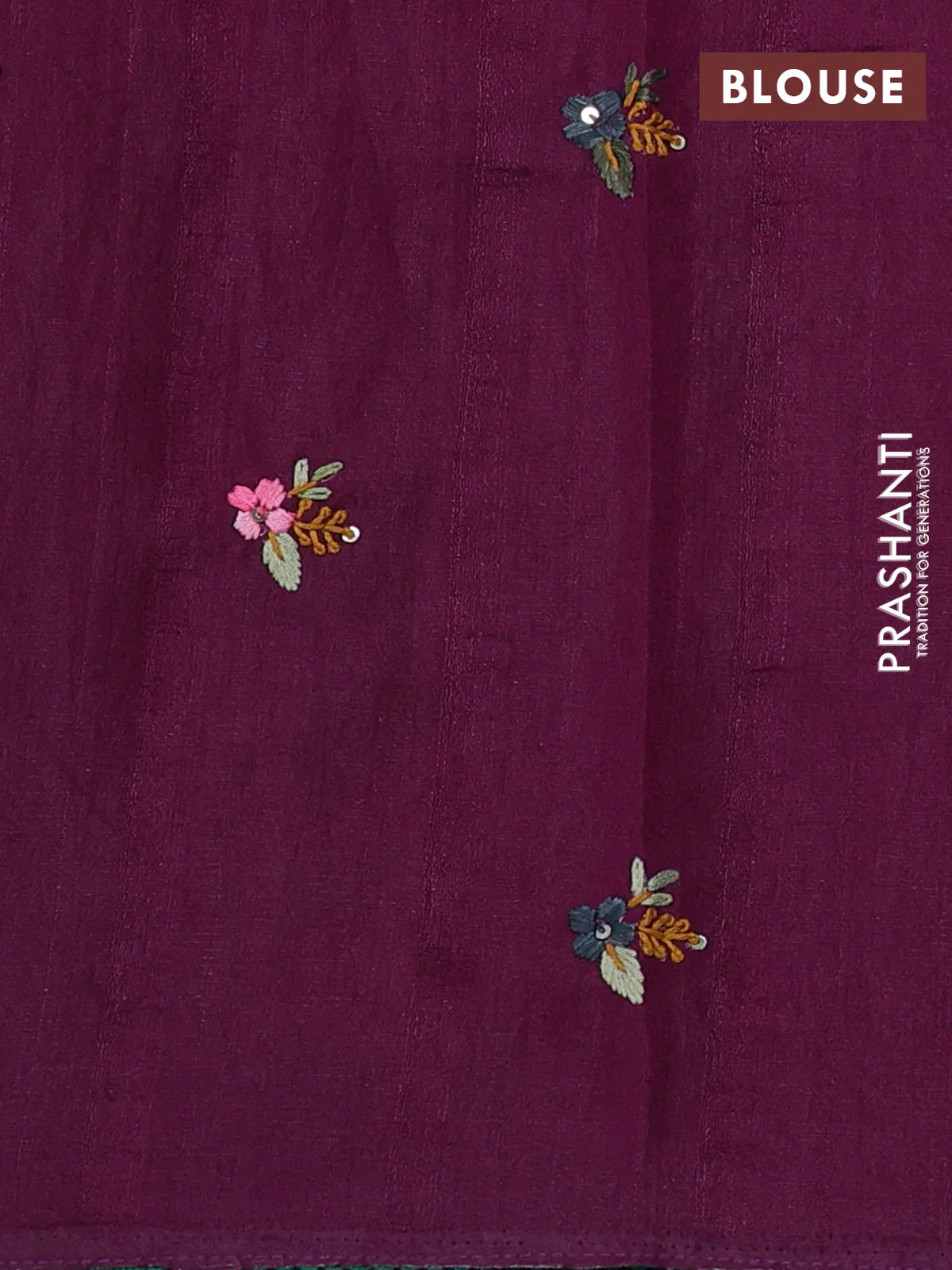 Semi tussar saree purple with embroided buttas and embroidery pallu - Image 3