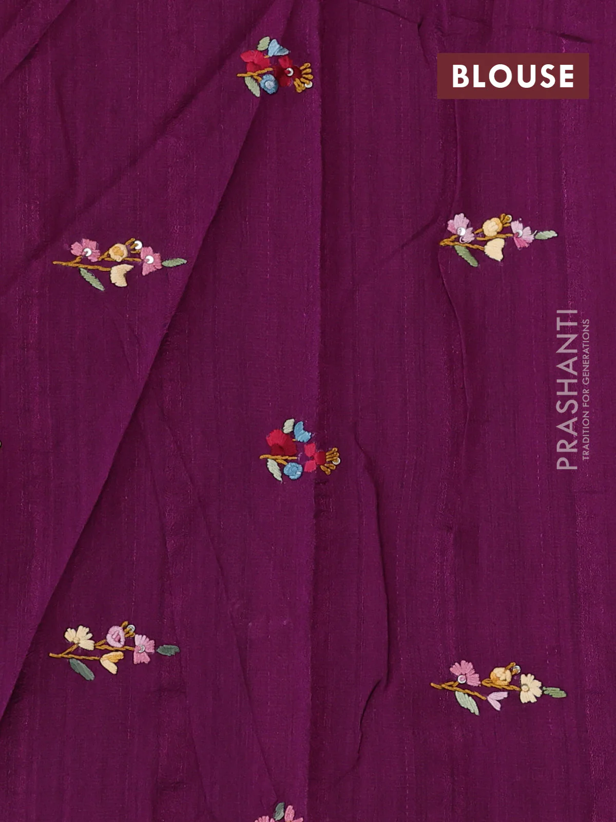 Semi tussar saree purple with embroided buttas and embroidery pallu - Image 3