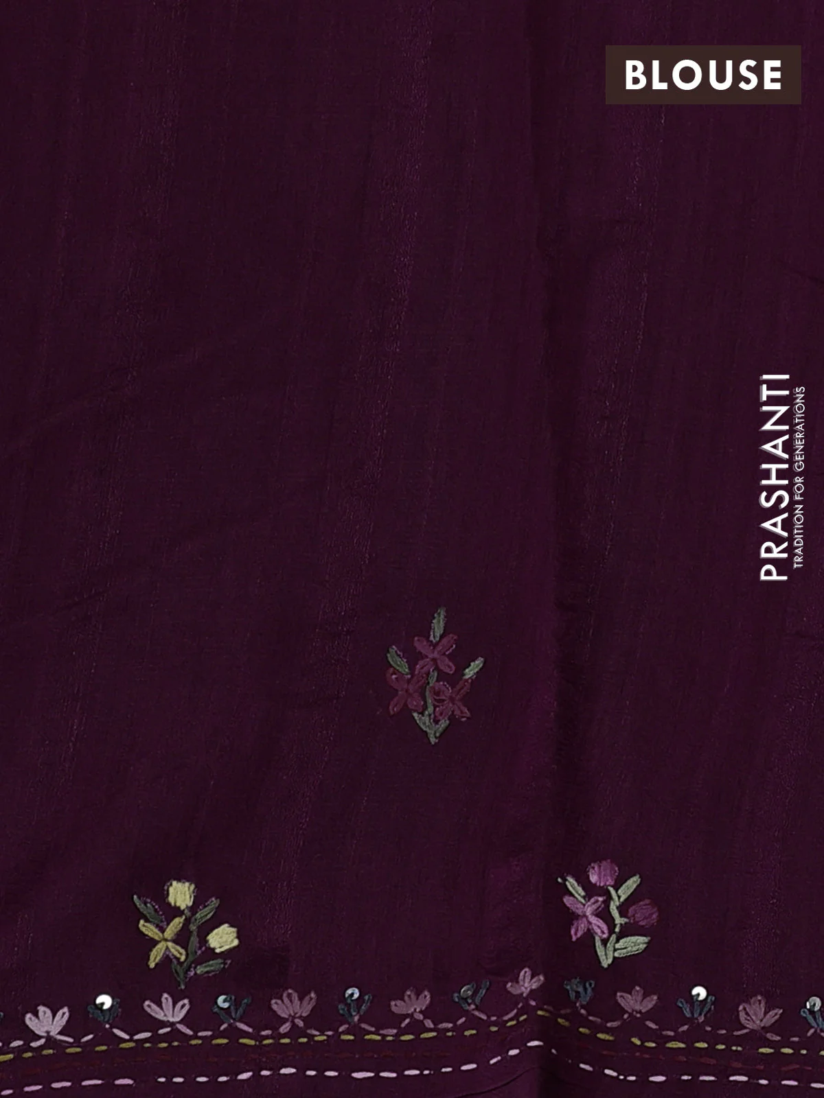 Semi tussar saree purple with embroided buttas and embroidery pallu - Image 3