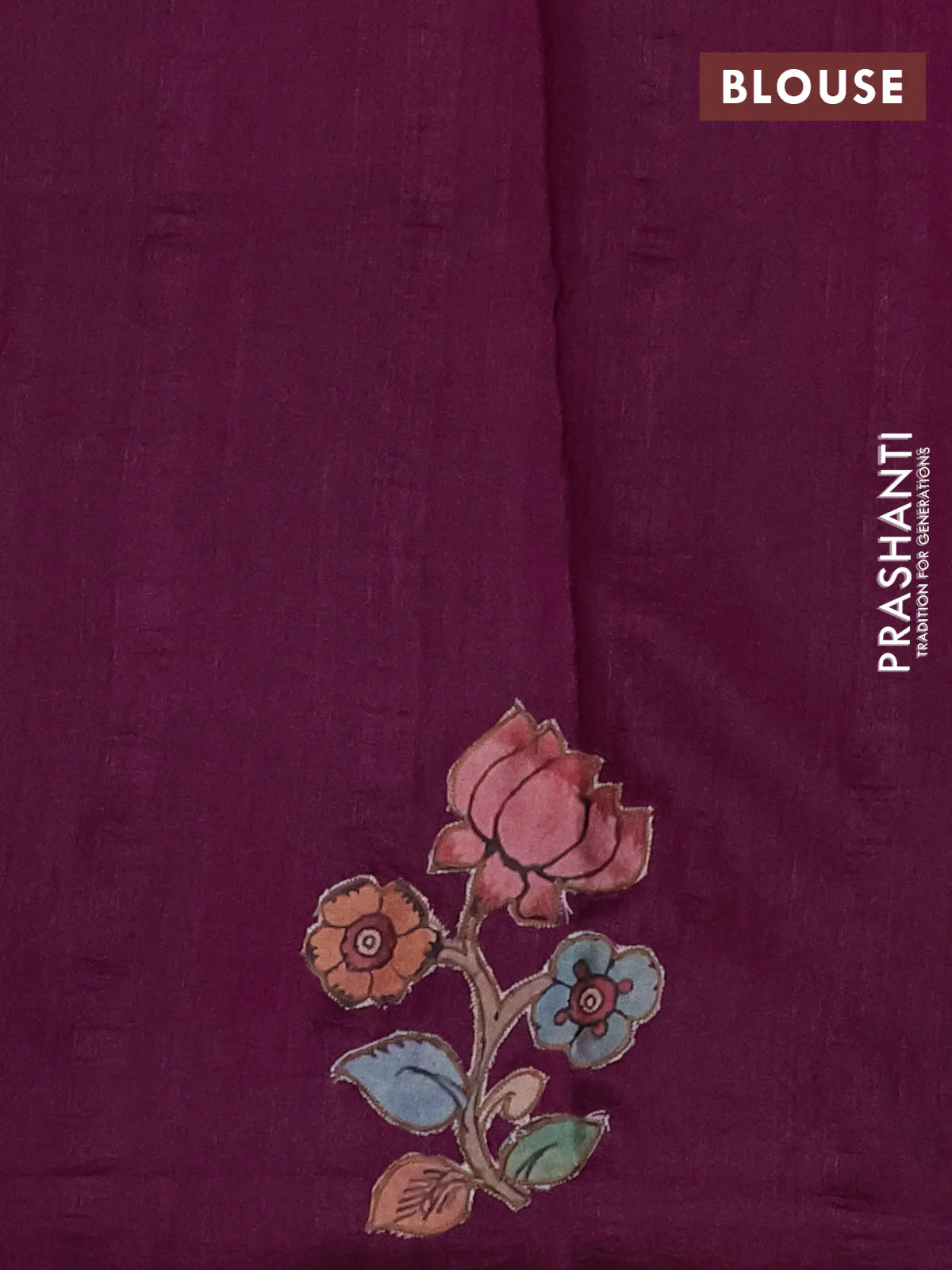 Semi tussar saree purple with kalamkari applique work - Image 3