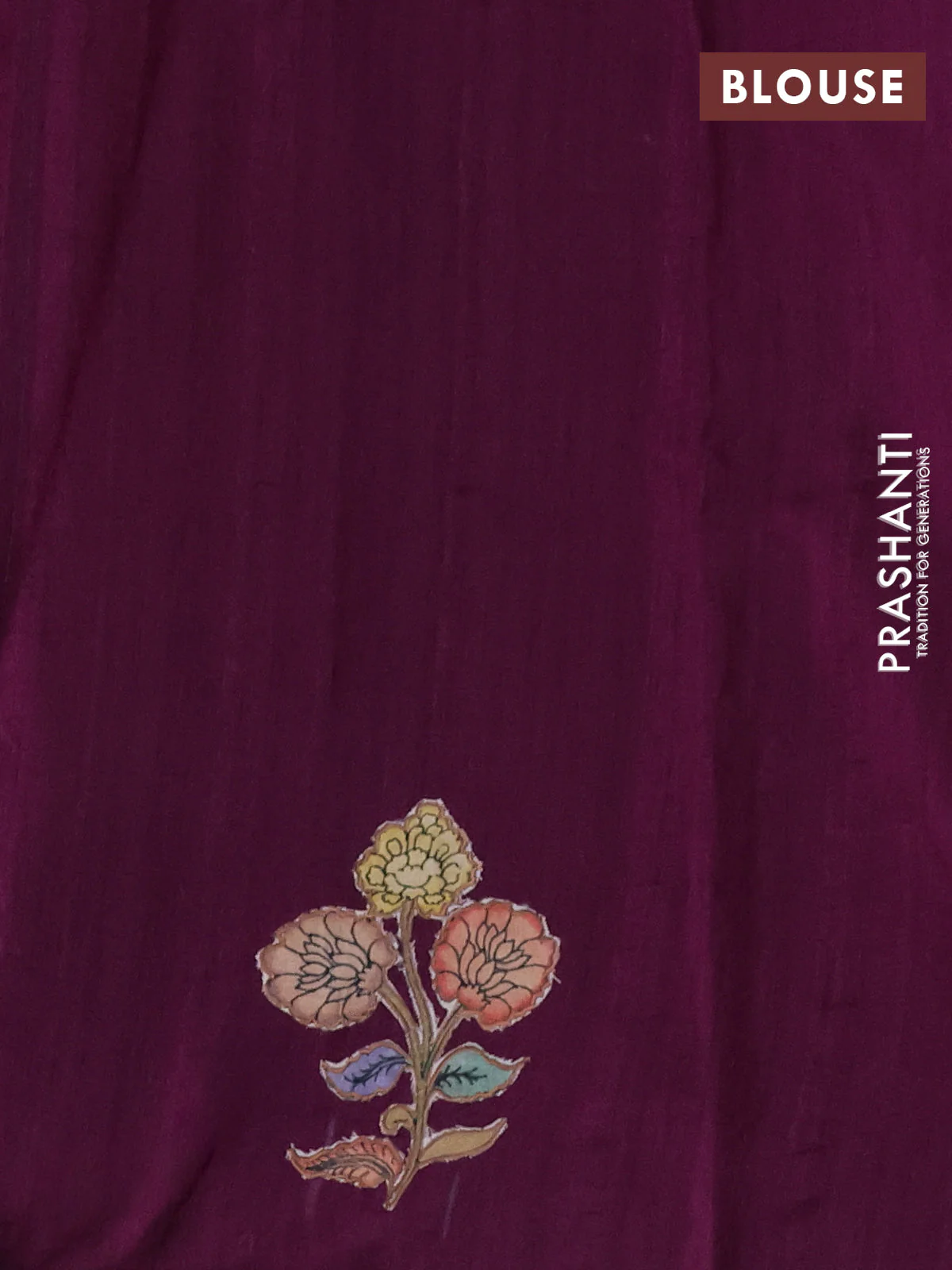 Semi tussar saree purple with kalamkari applique work - Image 3