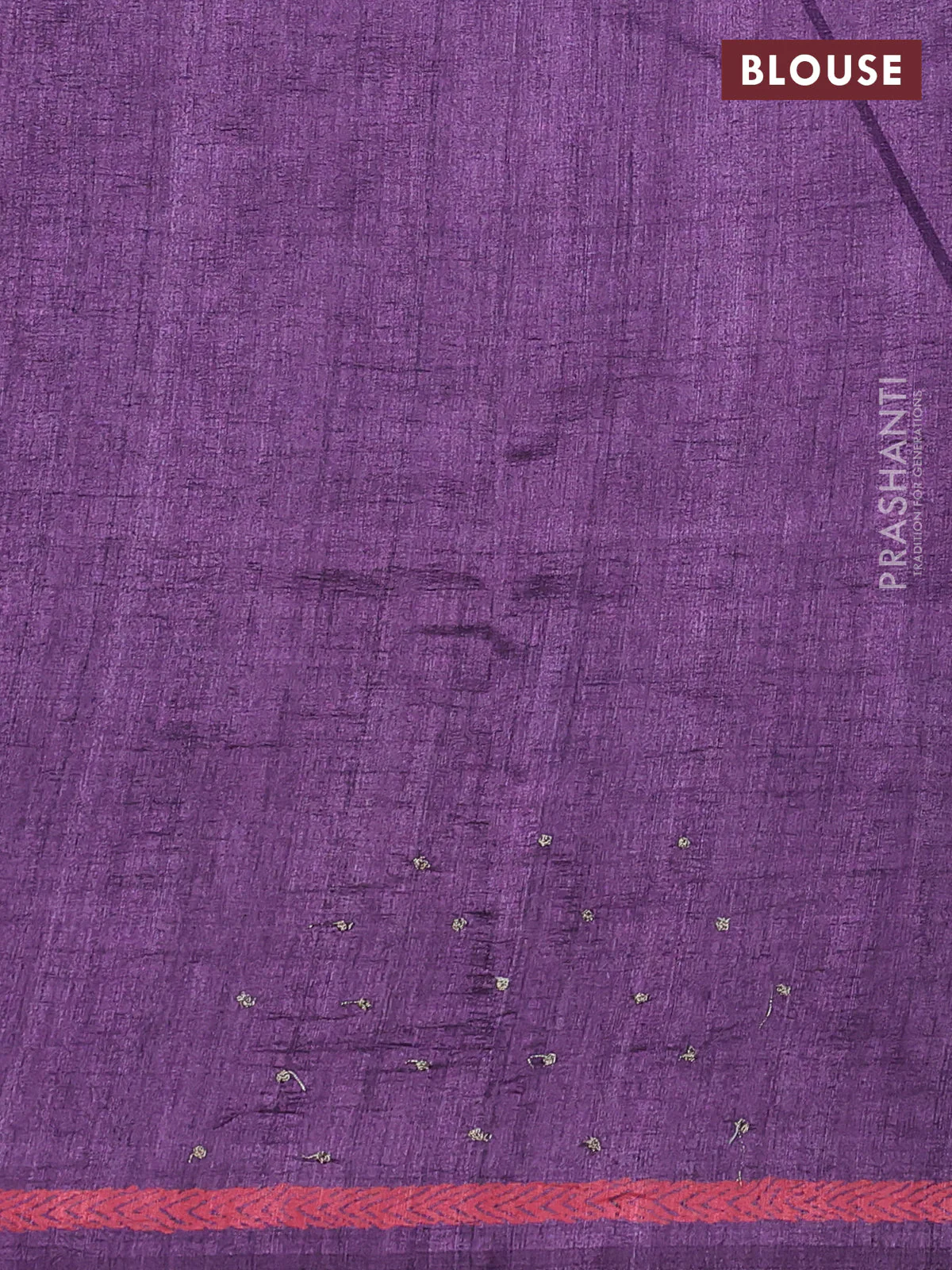 Semi tussar saree purple with plain body and embroidered pallu - Image 3