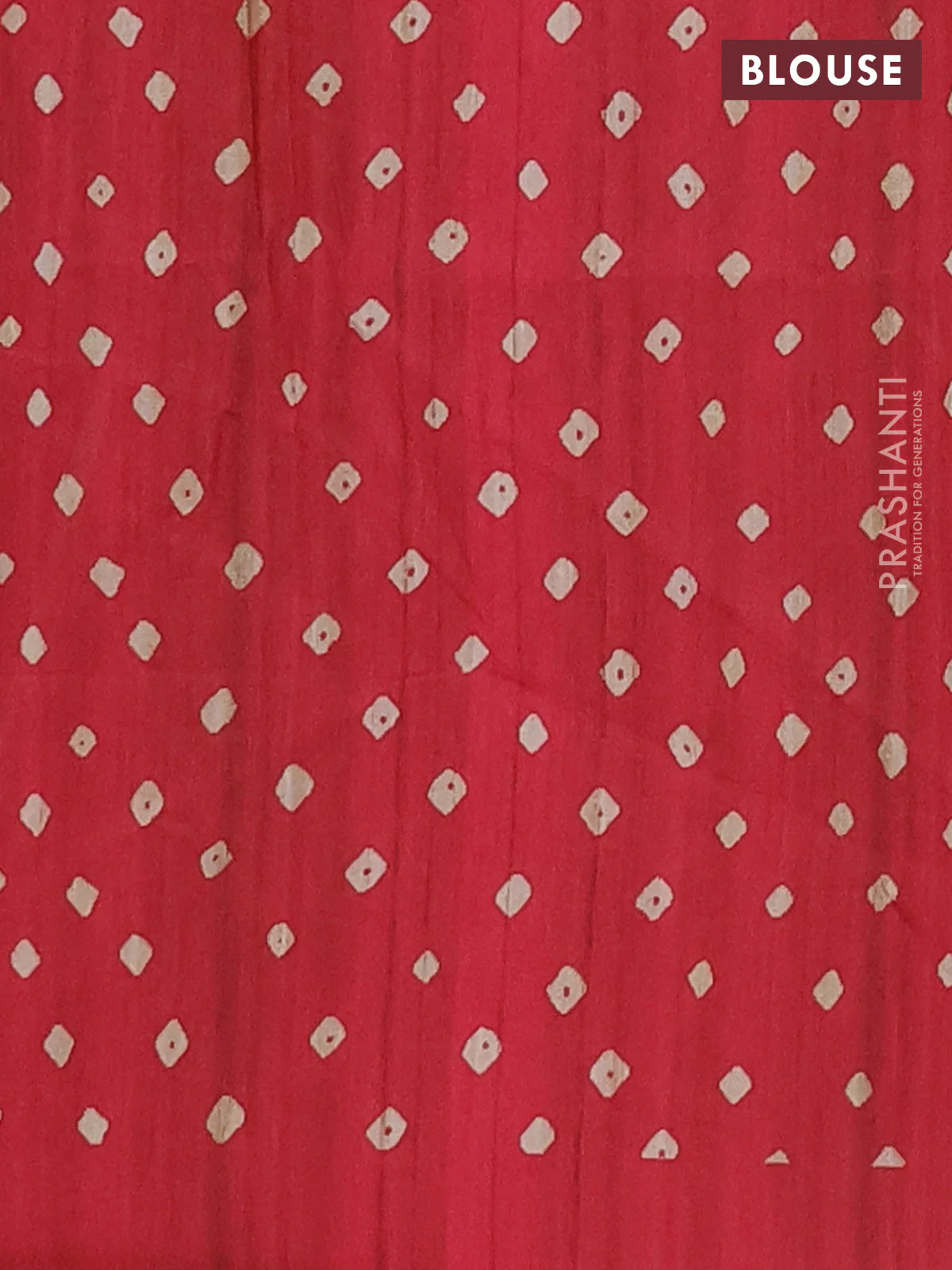 Semi tussar saree red and beige with allover bandhani prints and madhubani printed pallu & border - Image 4
