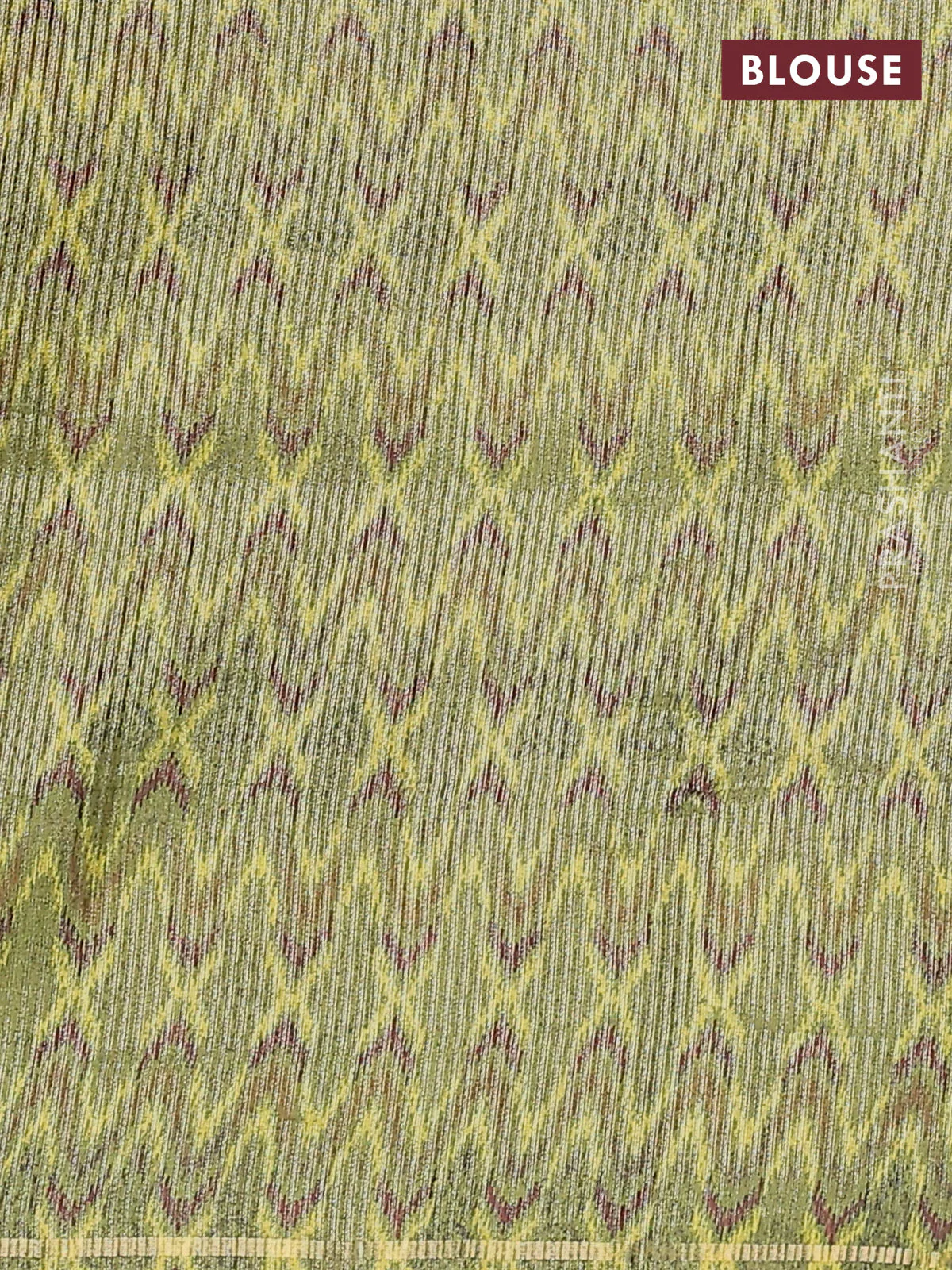 Semi tussar saree red and light green with allover silver & gold zari weaves and simple zari border - Image 3
