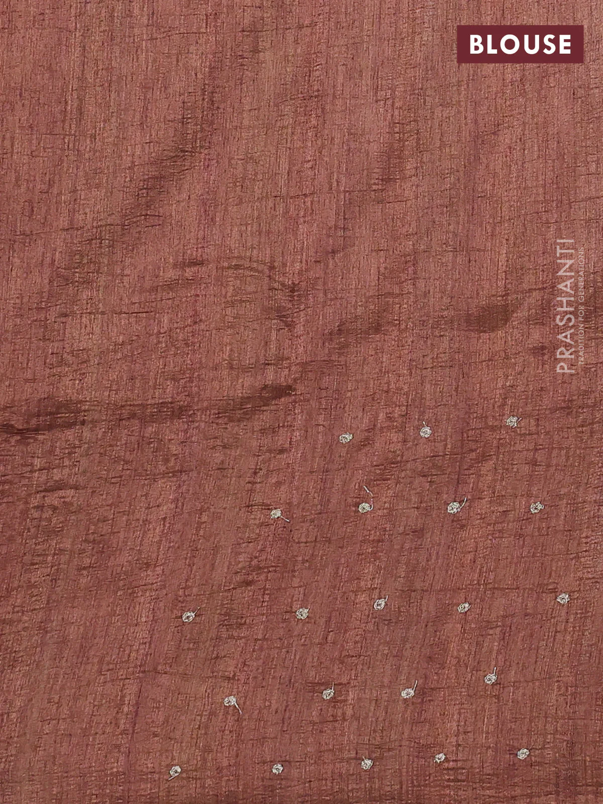 Semi tussar saree rust shade and brown with plain body and mirror embridery work - Image 3