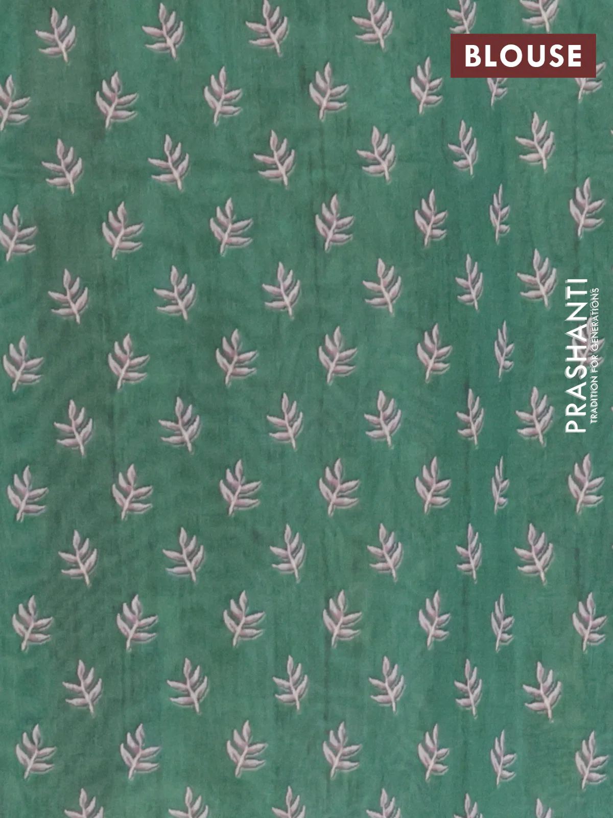 Semi tussar saree rust shade and green with allover prints and printed zari border - Image 4