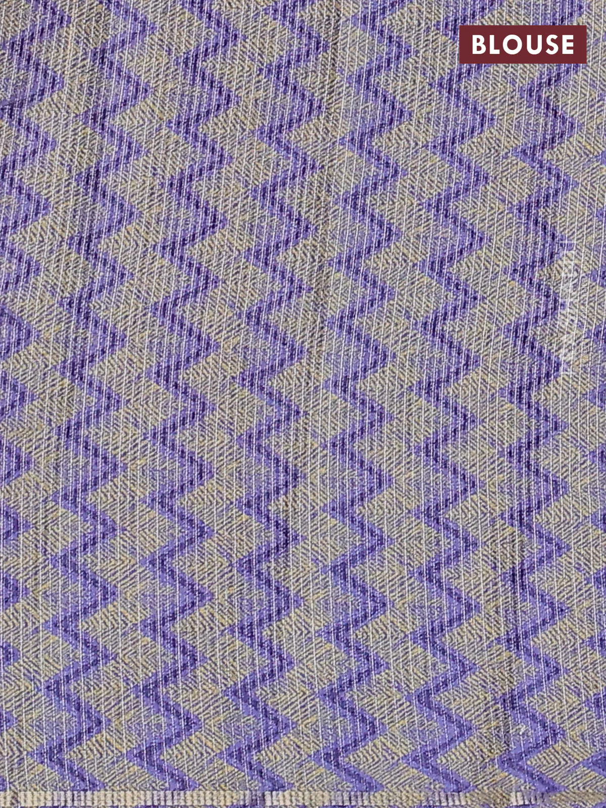 Semi tussar saree sandal and violet with allover silver & gold zari weaves and simple zari border - Image 3