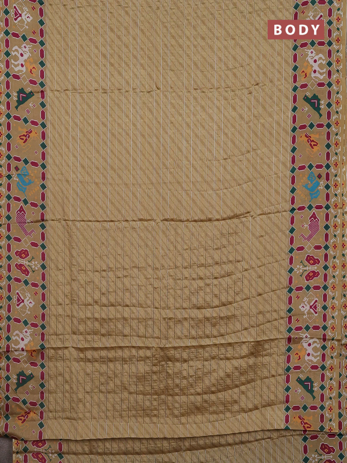 Semi tussar saree sandal with leheriya prints and patola printed border - Image 2