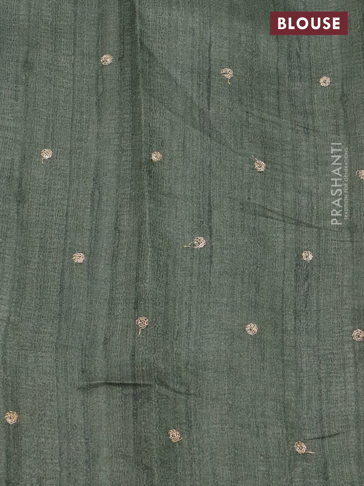 Semi tussar saree sap green shade and cream with plain body and kalamkari prints & pita work border - Image 4