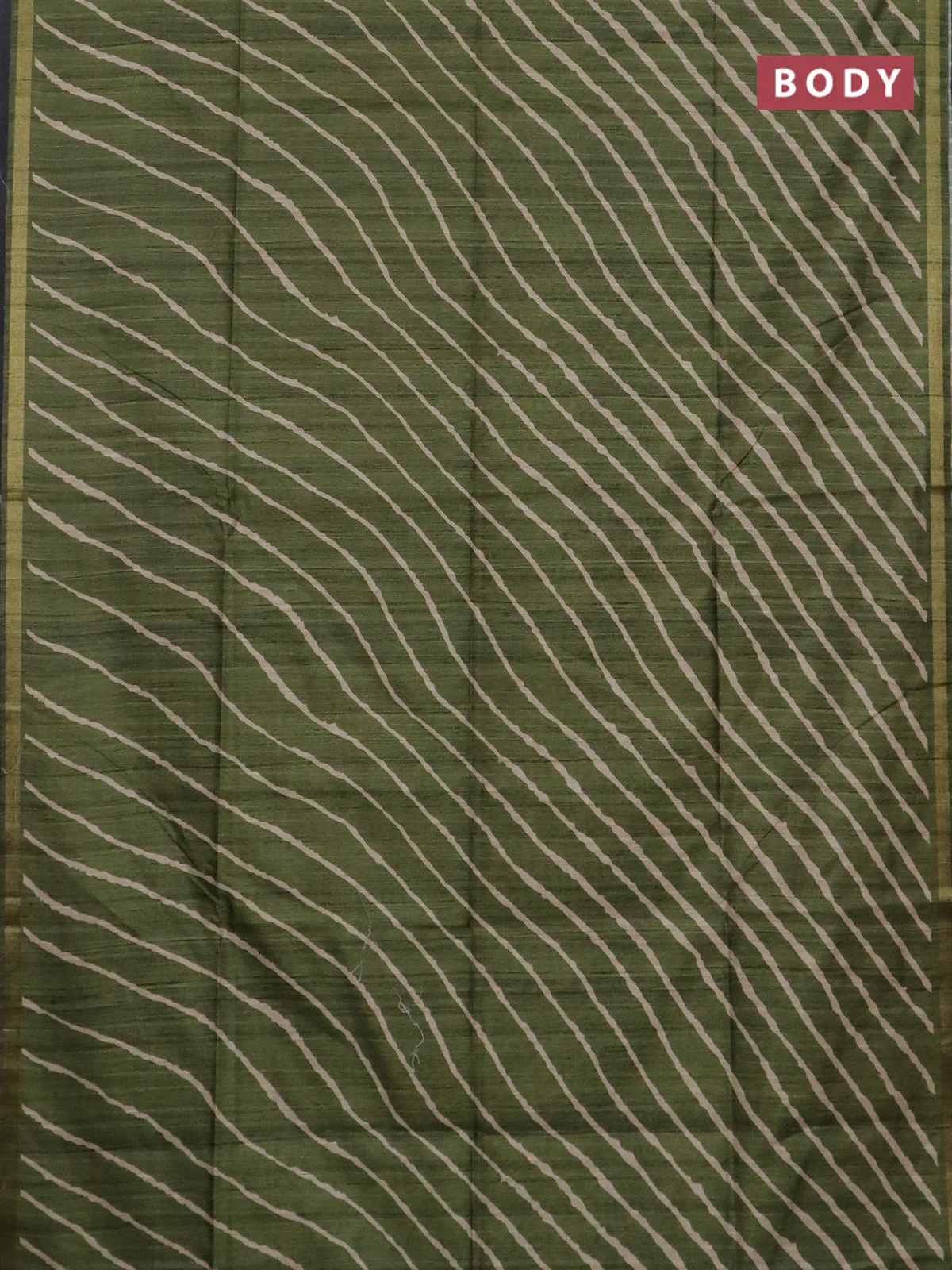 Semi tussar saree sap green with leheriya prints and kalamkari prints & cut work pallu - Image 2