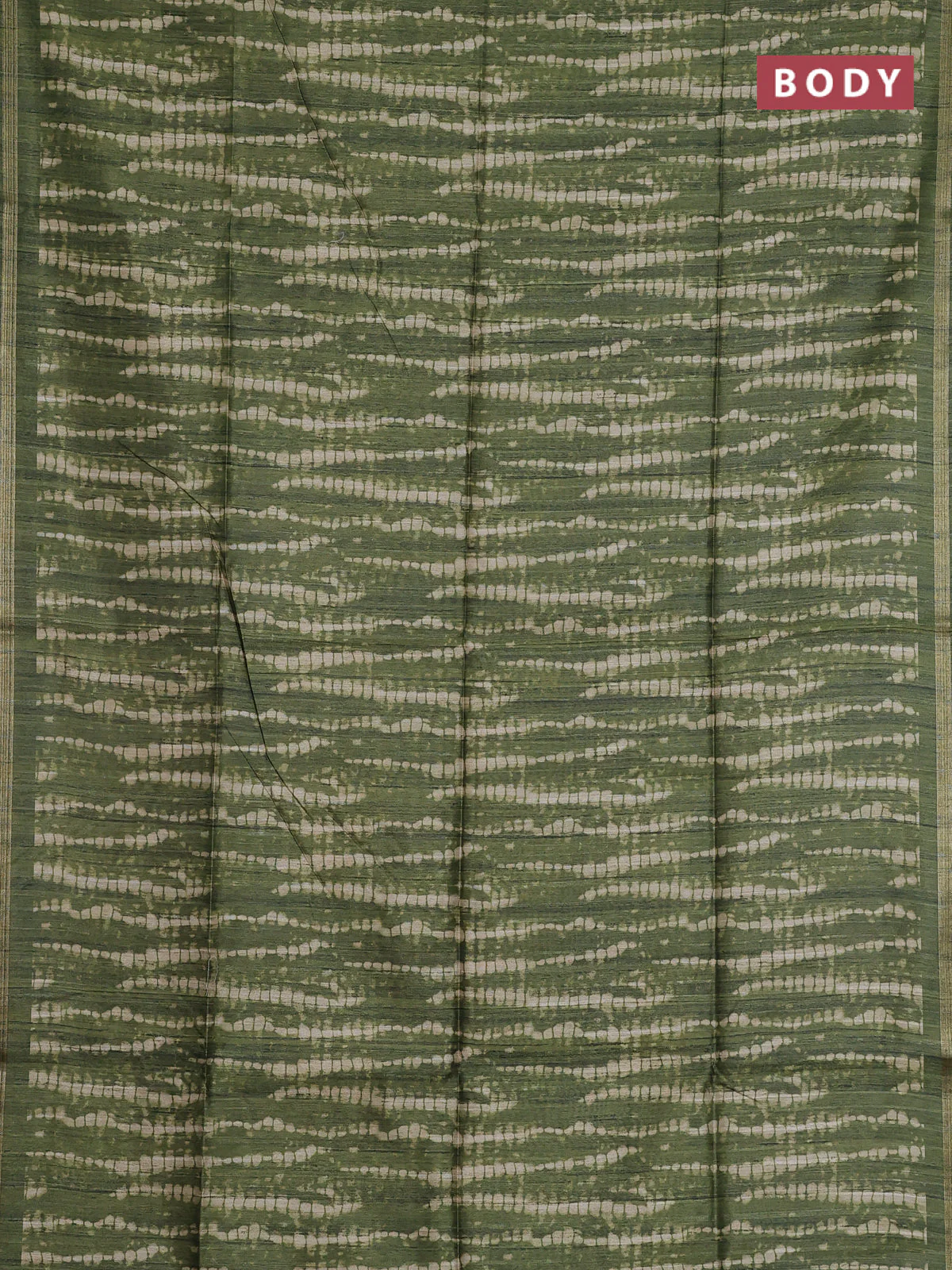 Semi tussar saree sap green with shibori prints and kalamkari prints & cut work pallu - Image 2