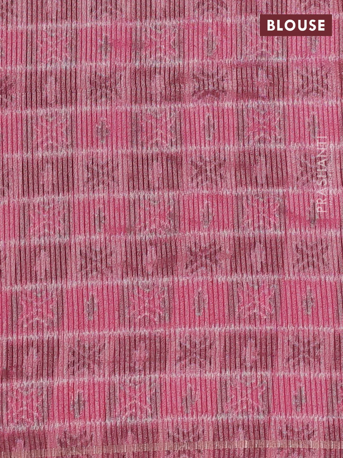 Semi tussar saree teal blue and pink with allover silver & gold zari weaves and simple zari border - Image 3