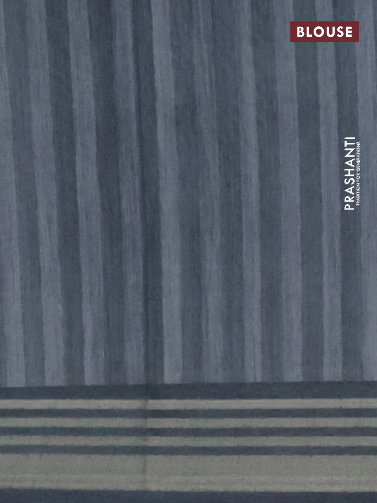 Semi tussar saree teal blue shade with allover prints and zari woven border - Image 4