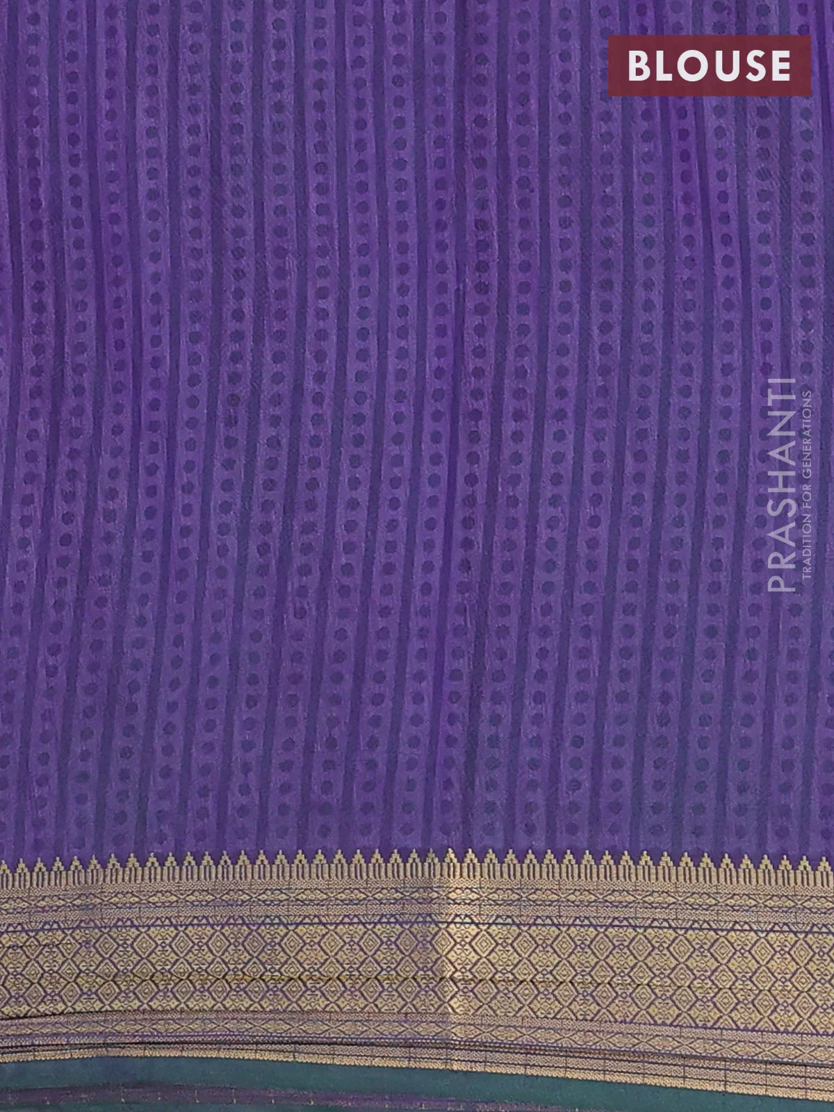Semi tussar saree teal greenish blue and purple with allover ikat prints and zari woven border - Image 4