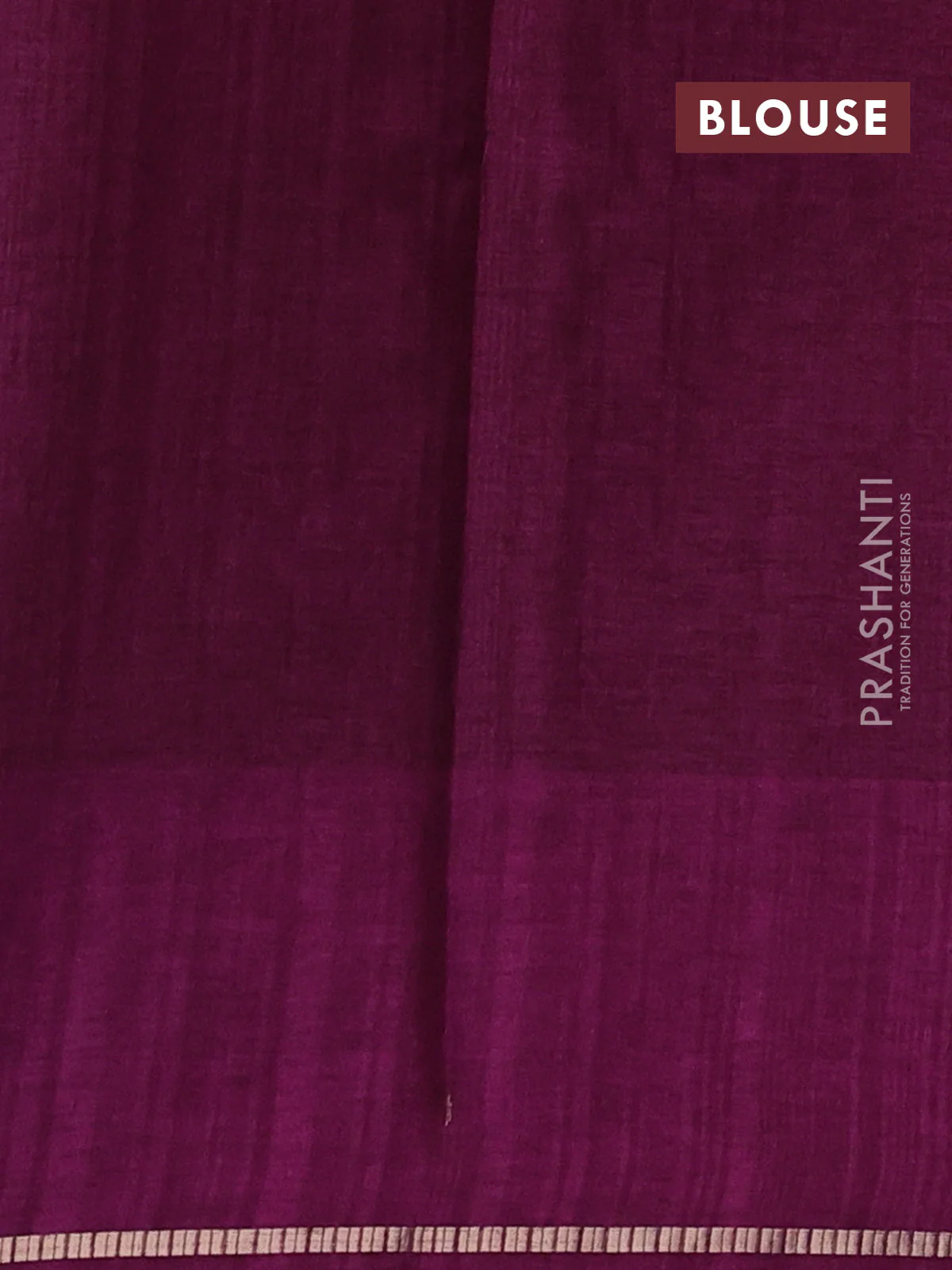 Semi tussar saree wine shade with allover zari checked pattern and embroidery border - Image 3