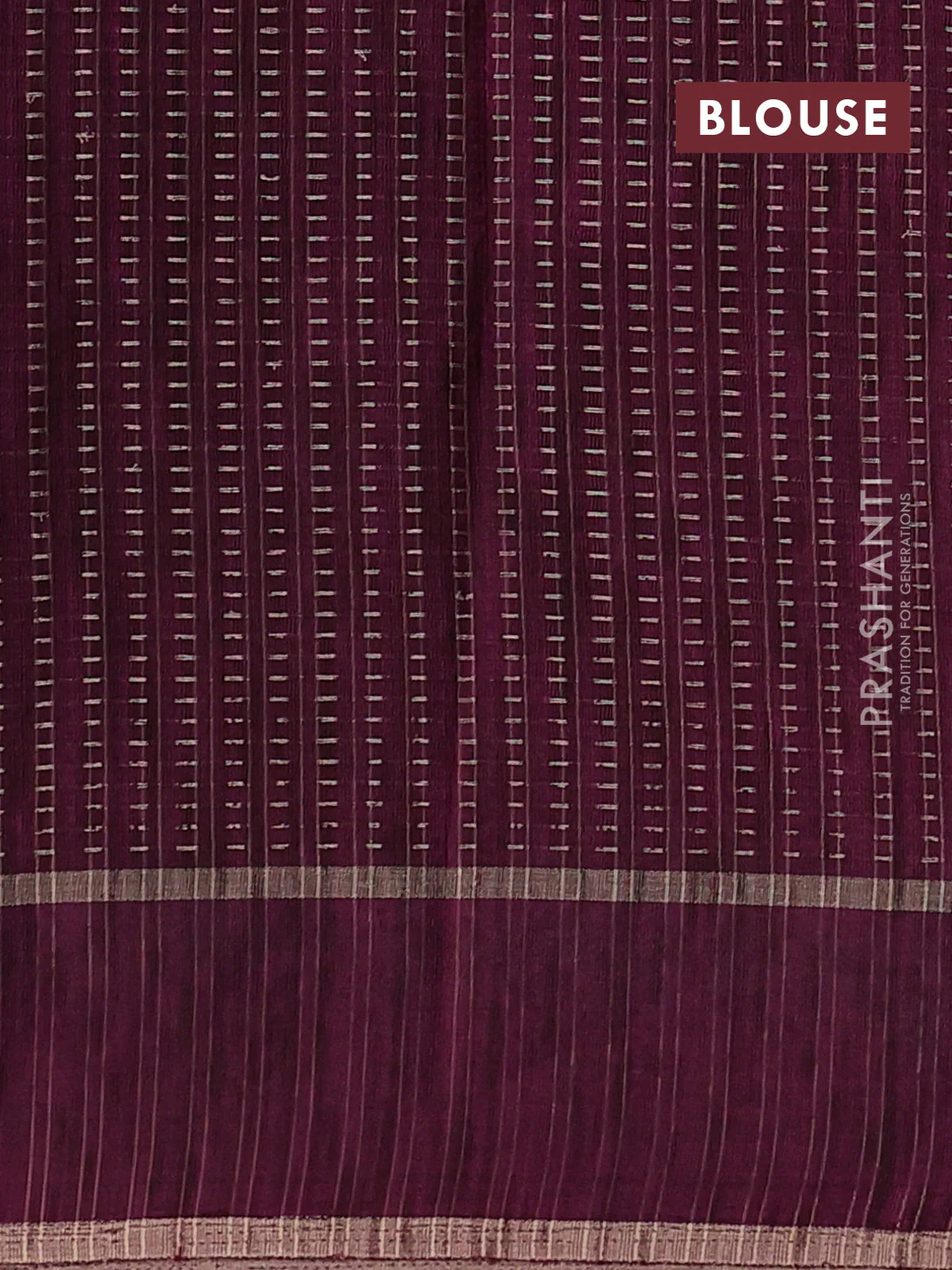 Semi tussar saree wine shade with zari weaves and embroidery border - Image 3