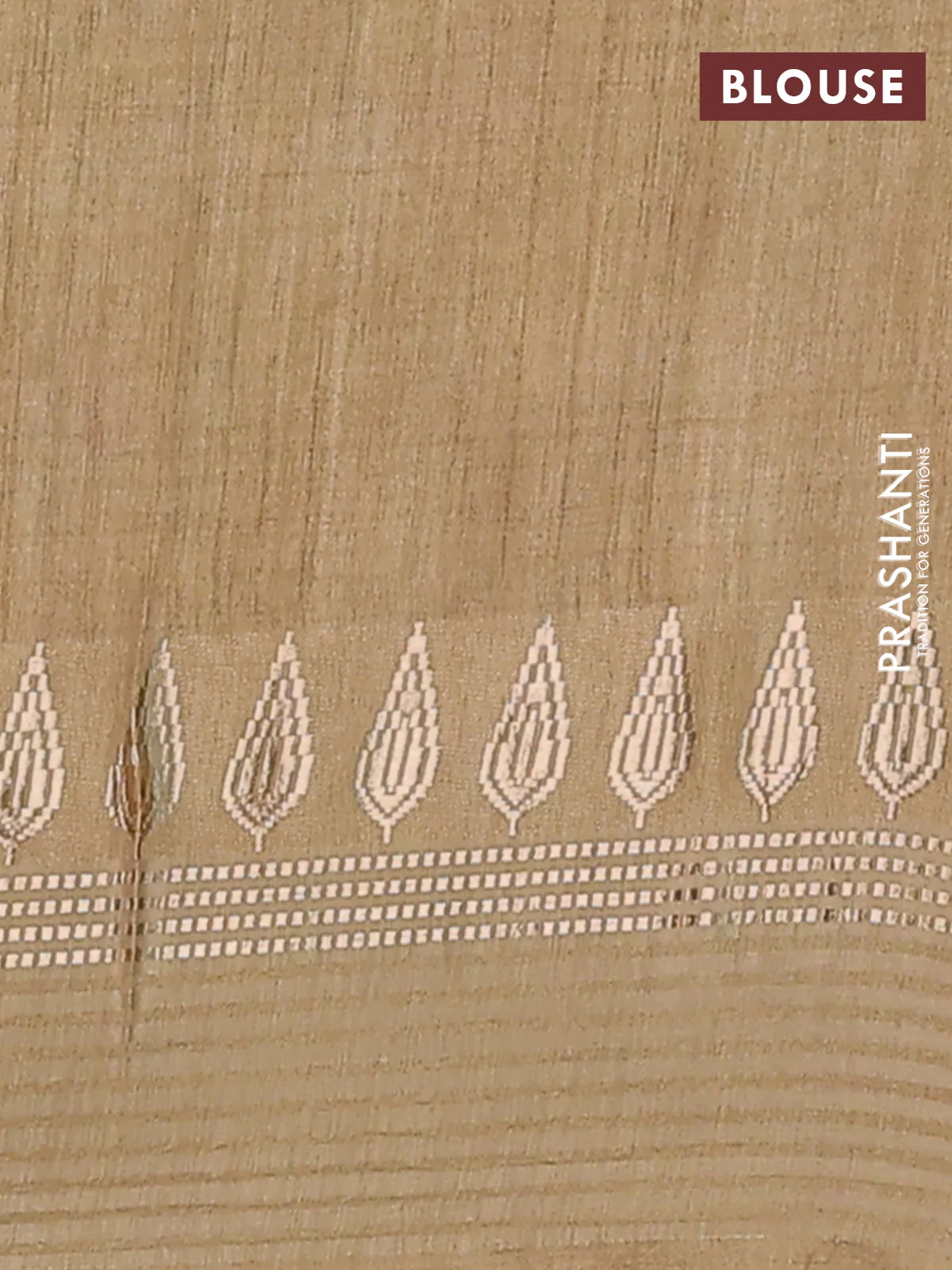 Semi tussar saree yellow shade and cream with allover kalamkari prints and zari woven border - Image 4