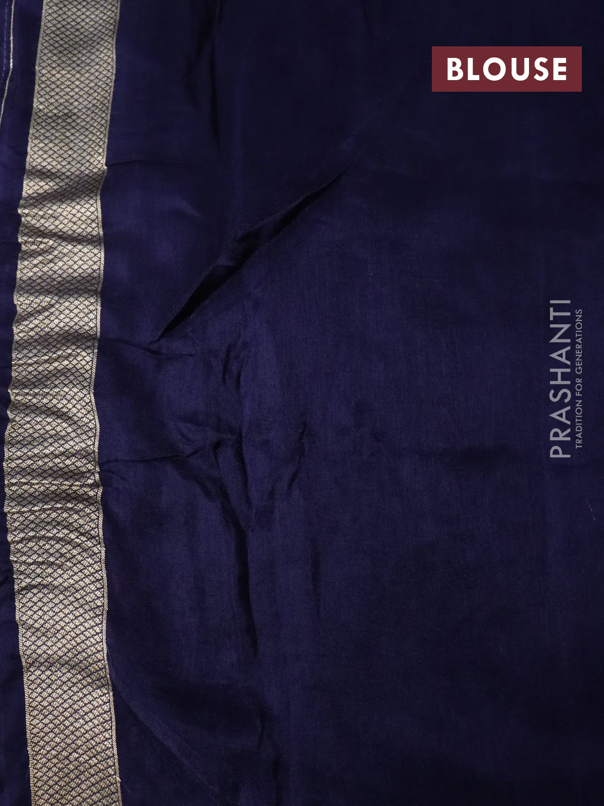 Semi tussar silk saree grey and navy blue with thread & zari woven buttas and woven buttas & beaded work border - Image 4