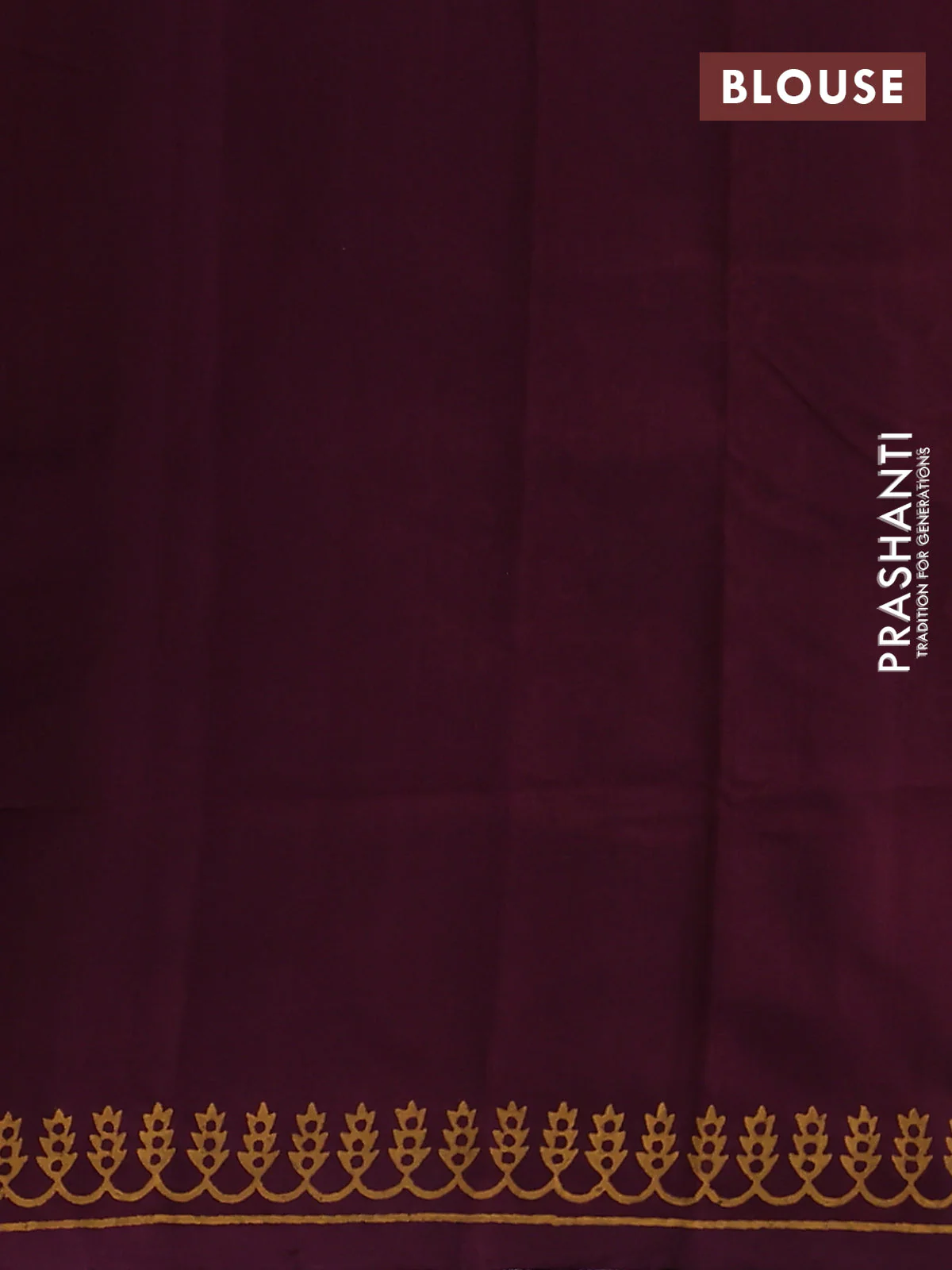 Silk cotton block printed saree deep wine shade with allover prints and printed border - Image 3