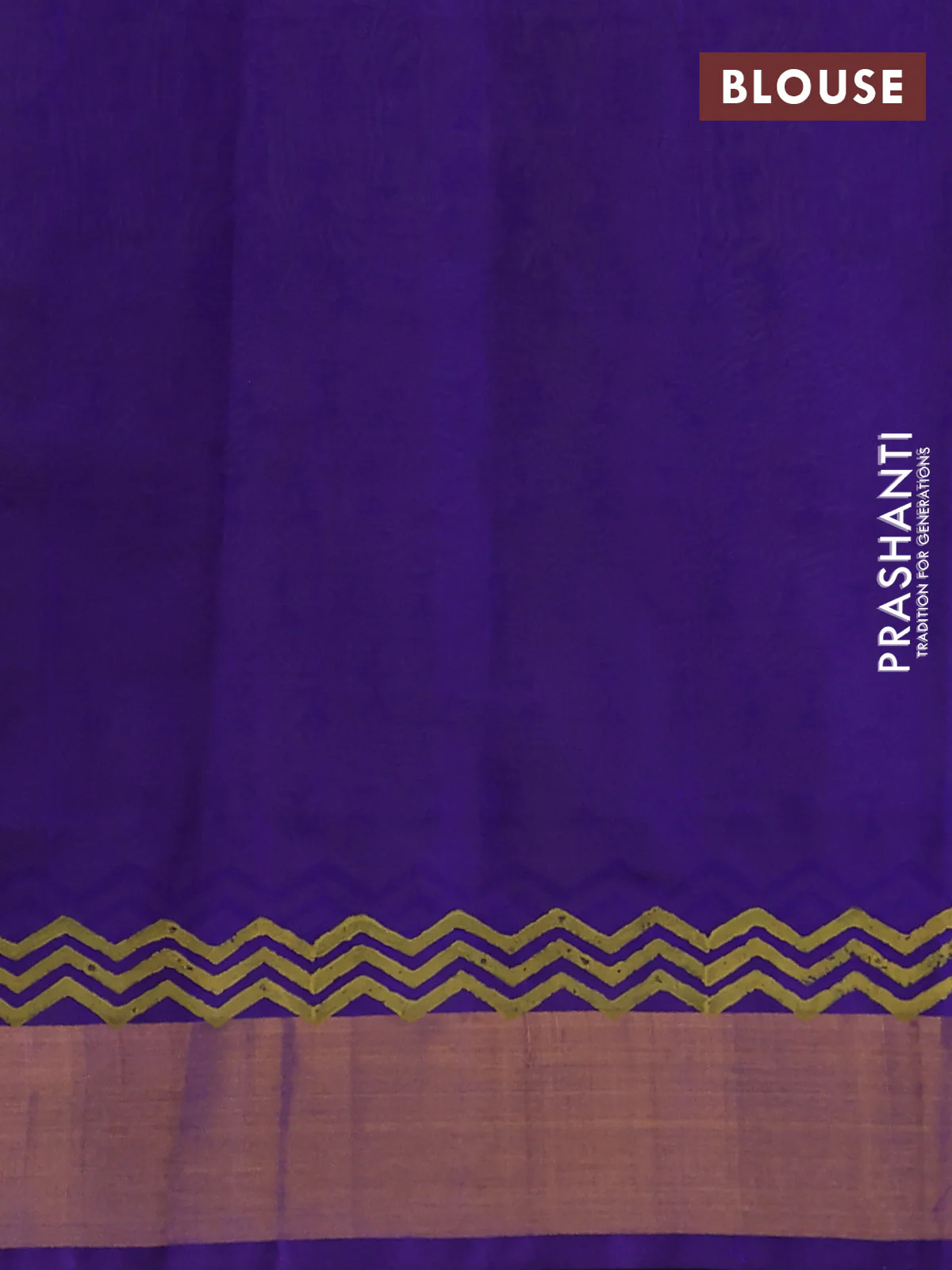 Silk cotton block printed saree dual shade of light green and violet with allover warli prints and zari woven border - Image 3