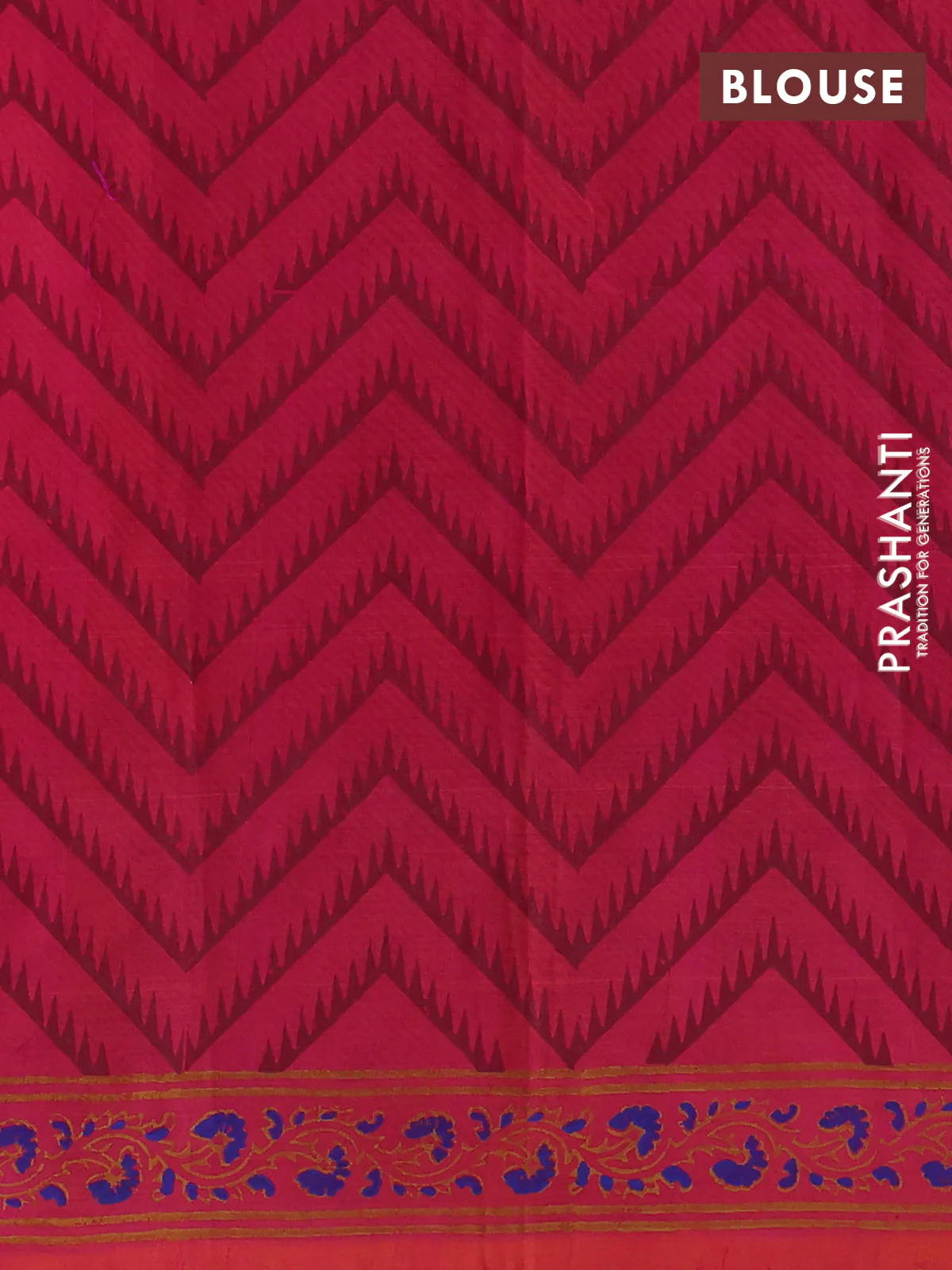 Silk cotton block printed saree dual shade of pink with butta prints and printed border - Image 3