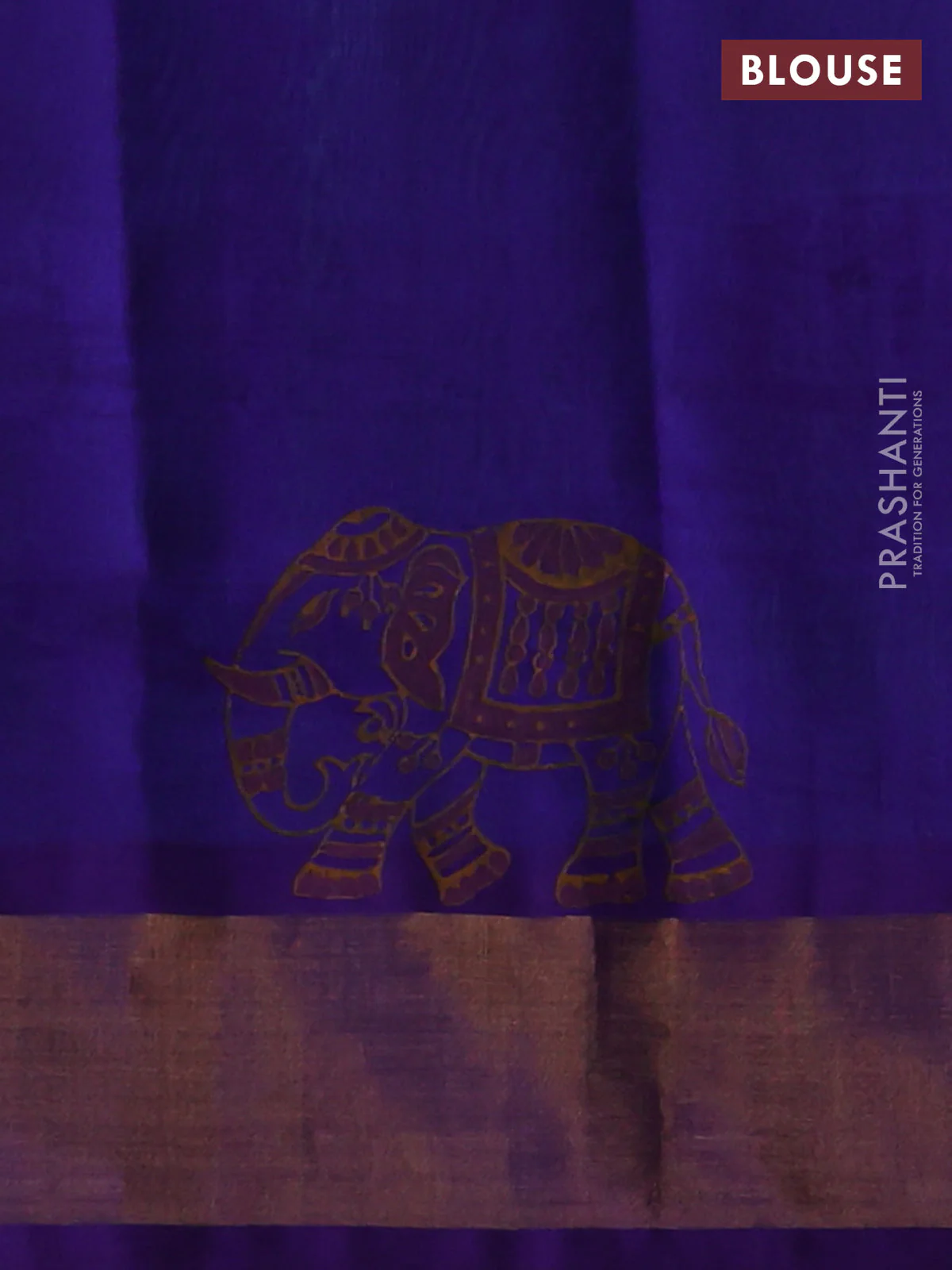Silk cotton block printed saree dual shade of teal bluish green and violet with allover prints and zari woven border - Image 3