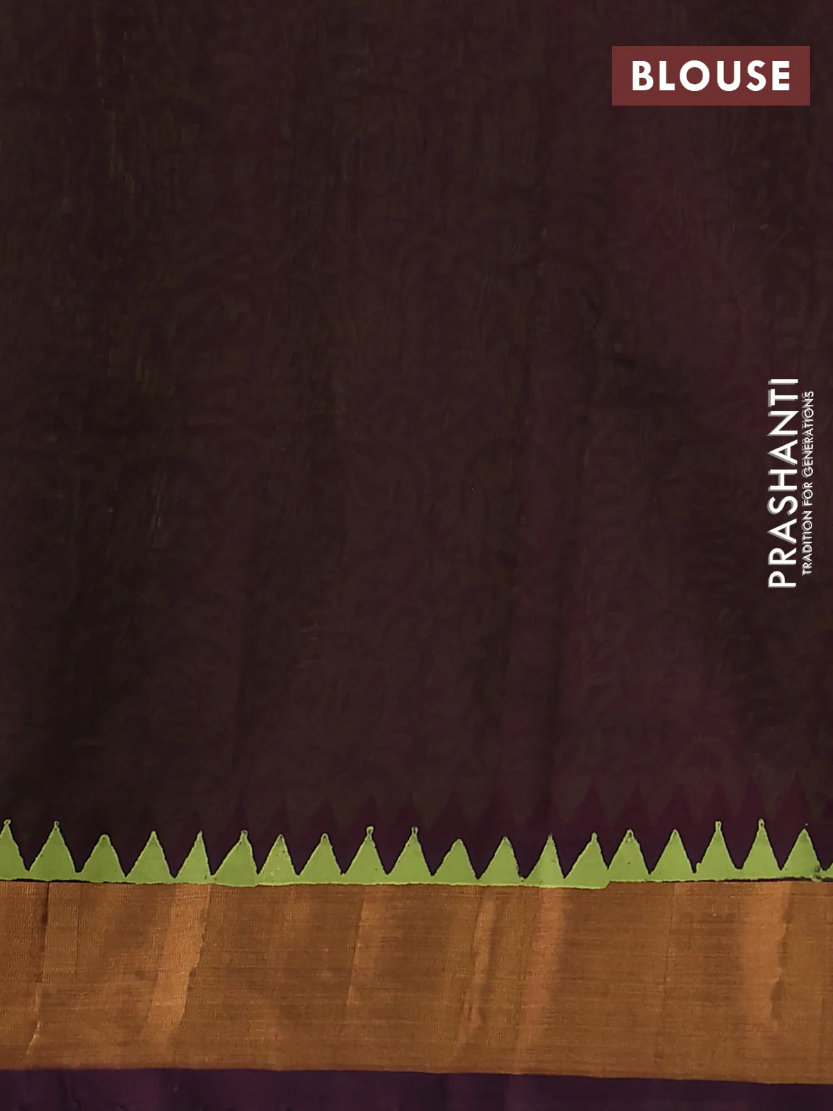 Silk cotton block printed saree light green and wine shade with allover prints and zari woven border - Image 3