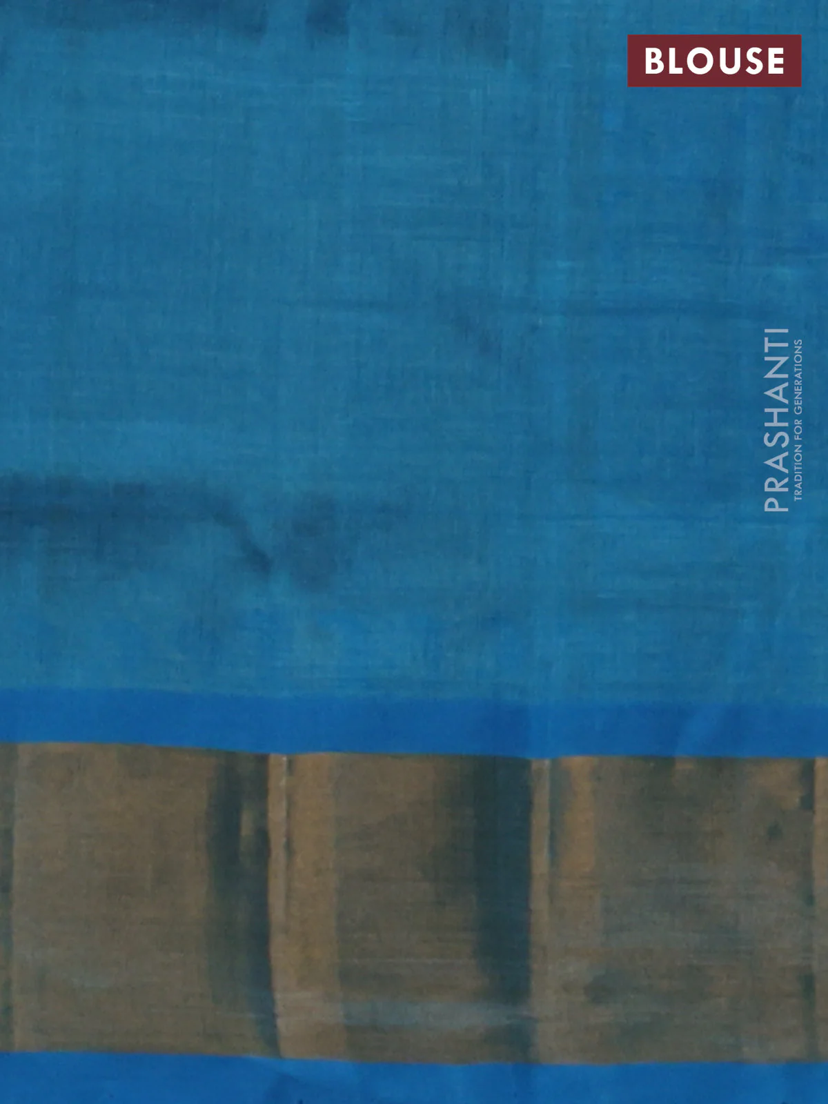 Silk cotton block printed saree lime yellow and cs blue with allover prints and zari woven border - Image 3