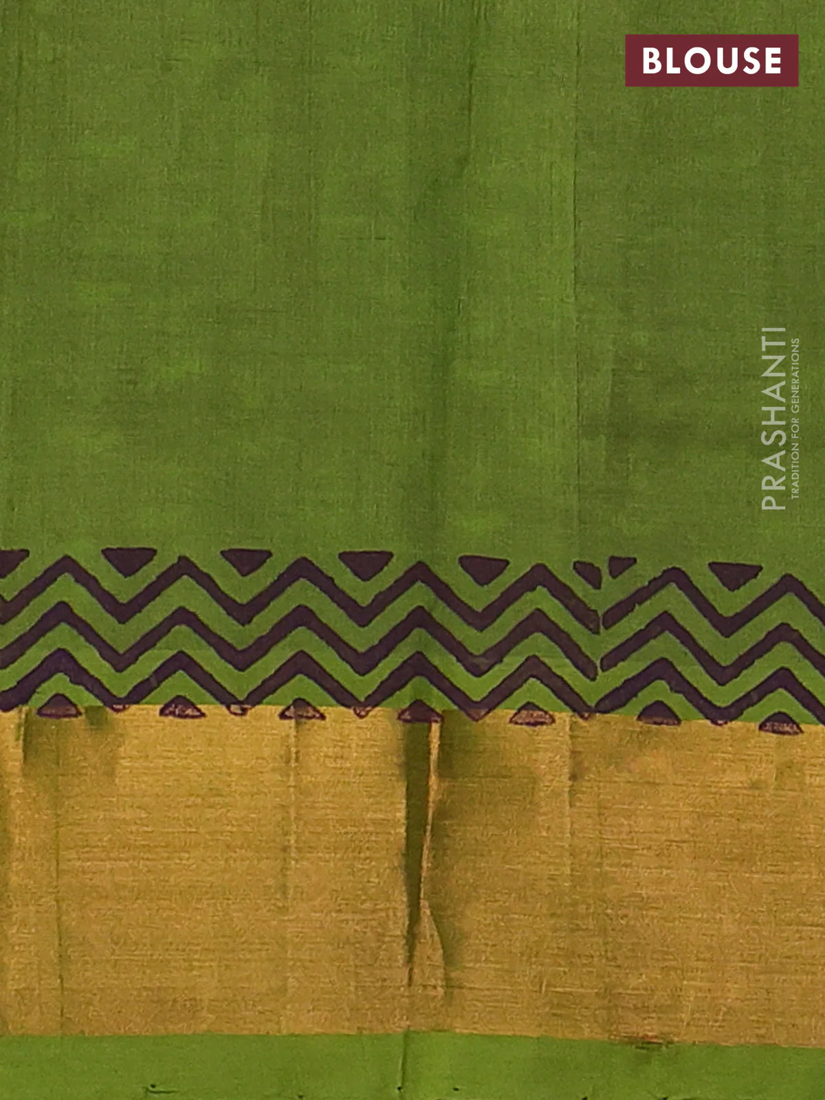 Silk cotton block printed saree purple and light green with allover butta prints and zari woven border - Image 3