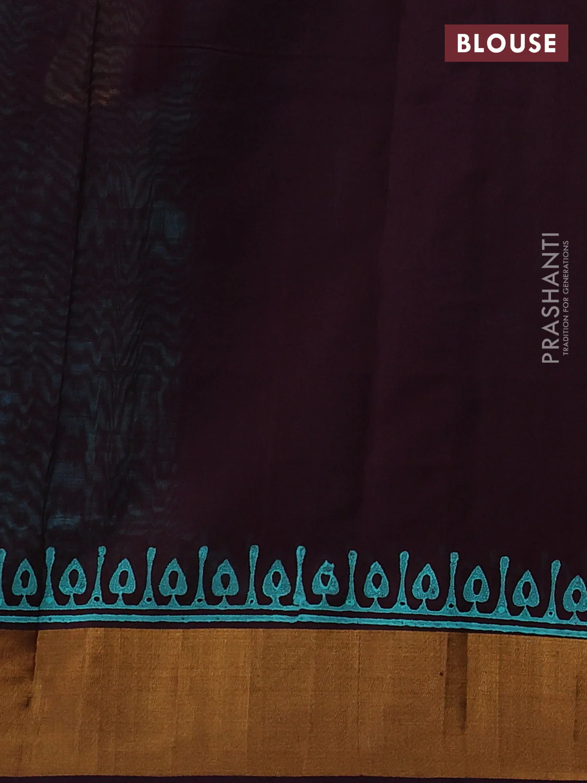 Silk cotton block printed saree teal green shade and wine shade with allover prints and zari woven border - Image 3