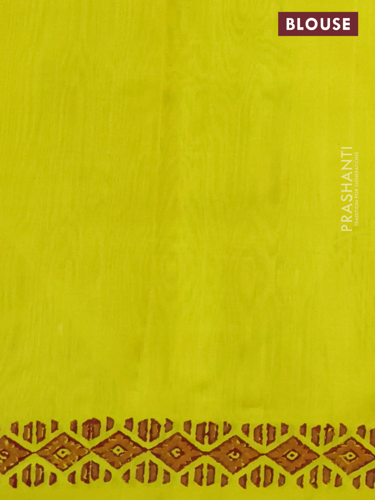 Silk cotton block printed saree yellow with allover geometric prints and printed border - Image 3
