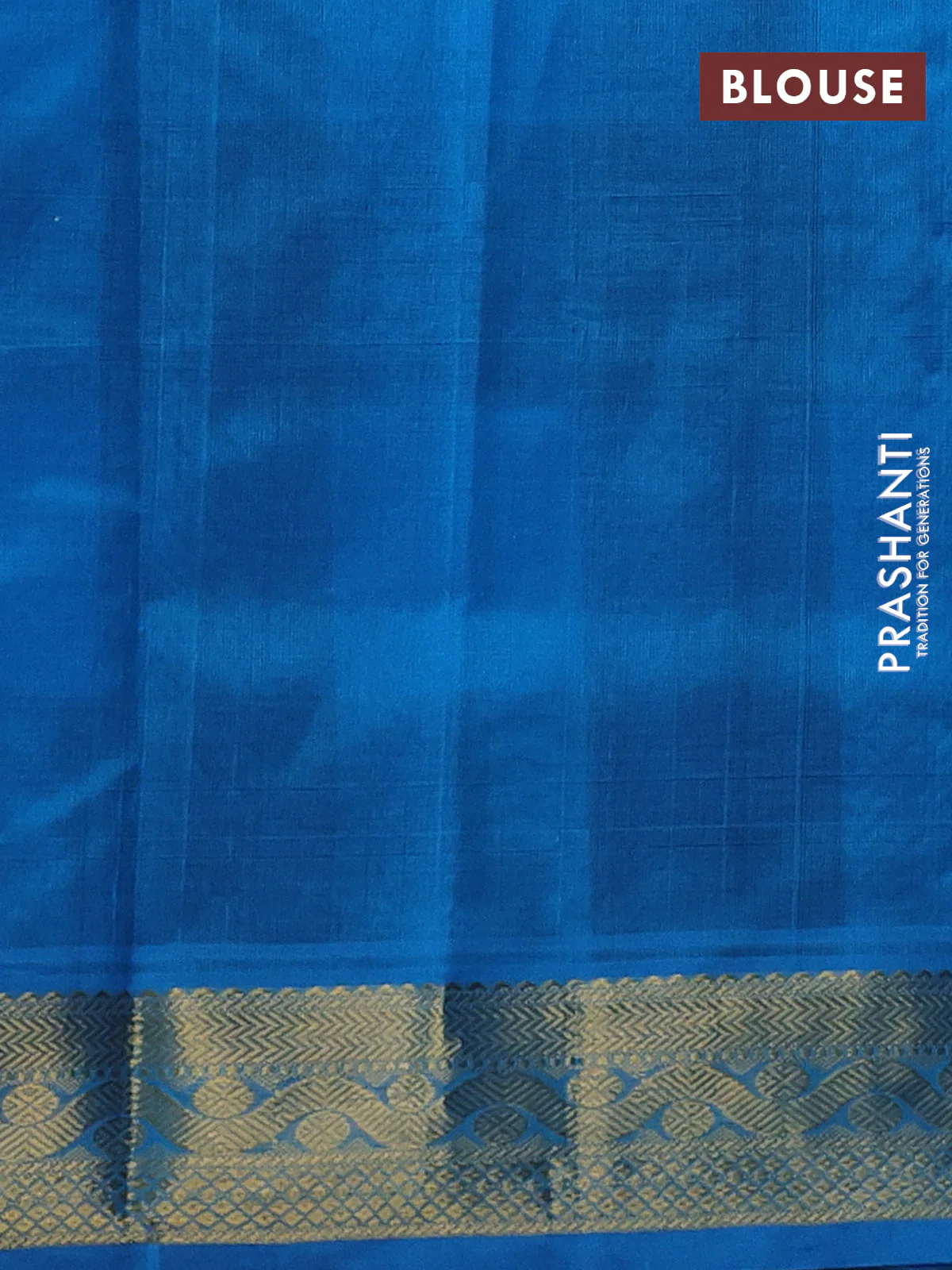 Silk cotton saree black and cs blue with allover paalum pazhamum & annam zari buttas and zari woven border - Image 3