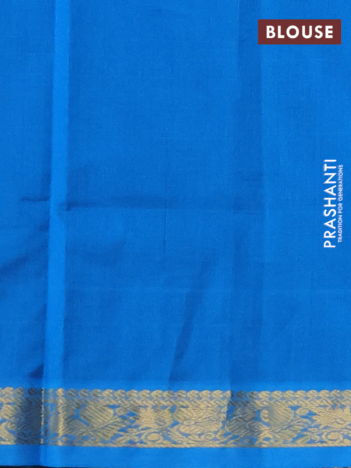 Silk cotton saree black and cs blue with plain body and annam zari woven border - Image 3
