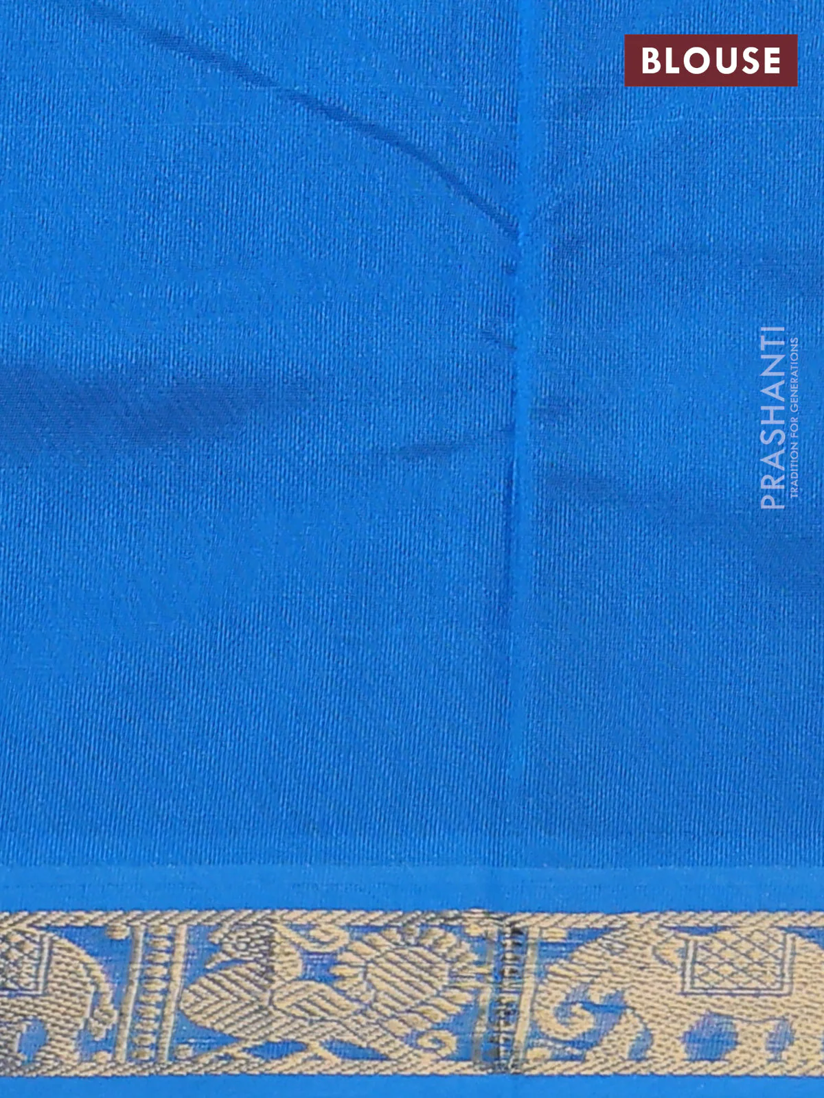 Silk cotton saree black and cs blue with plain body and zari woven border - Image 3