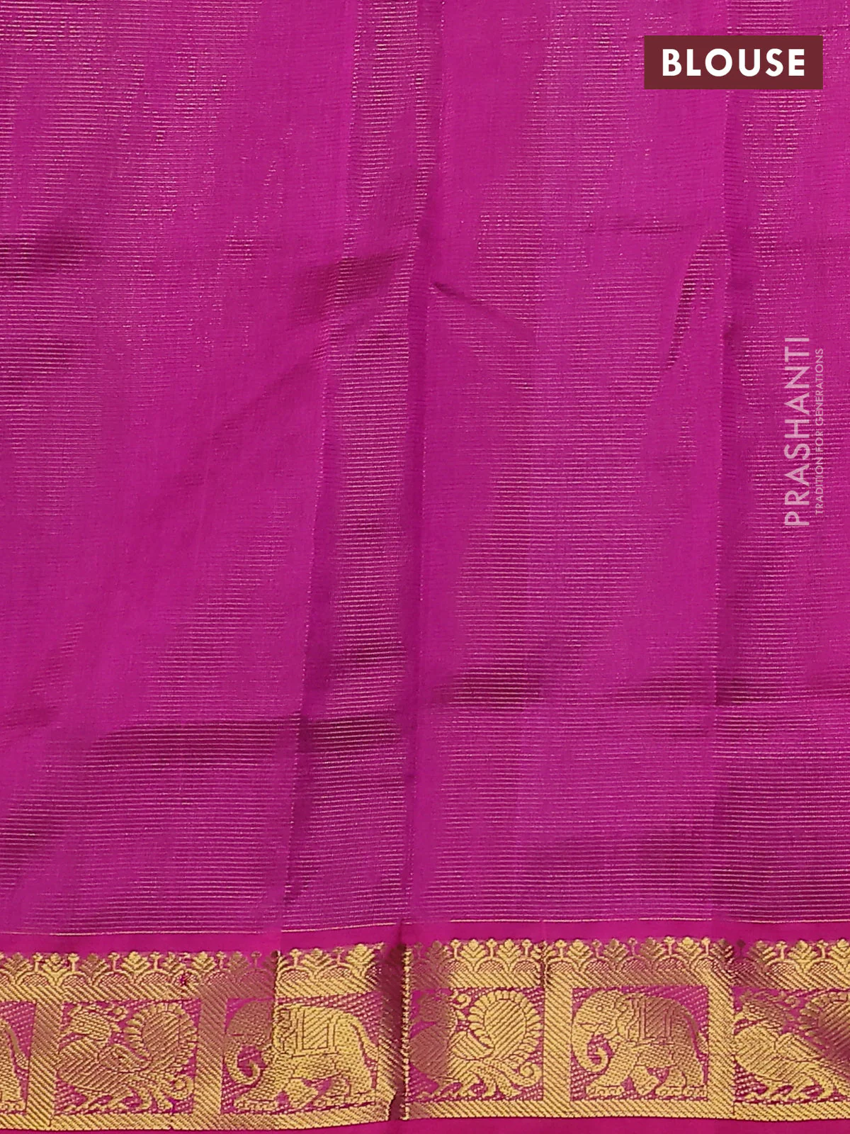 Silk cotton saree black and magenta pink with allover vairosi pattern and annam & elephant zari woven border - Image 3