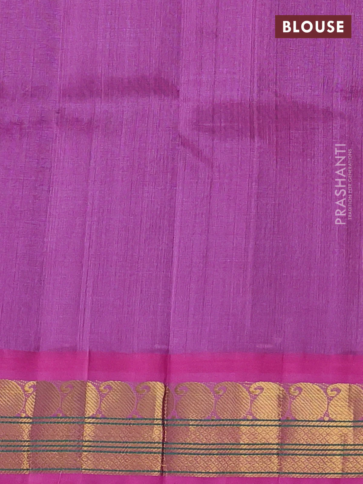 Silk cotton saree black and pink shade with plain body and paisley zari woven korvai border - Image 3
