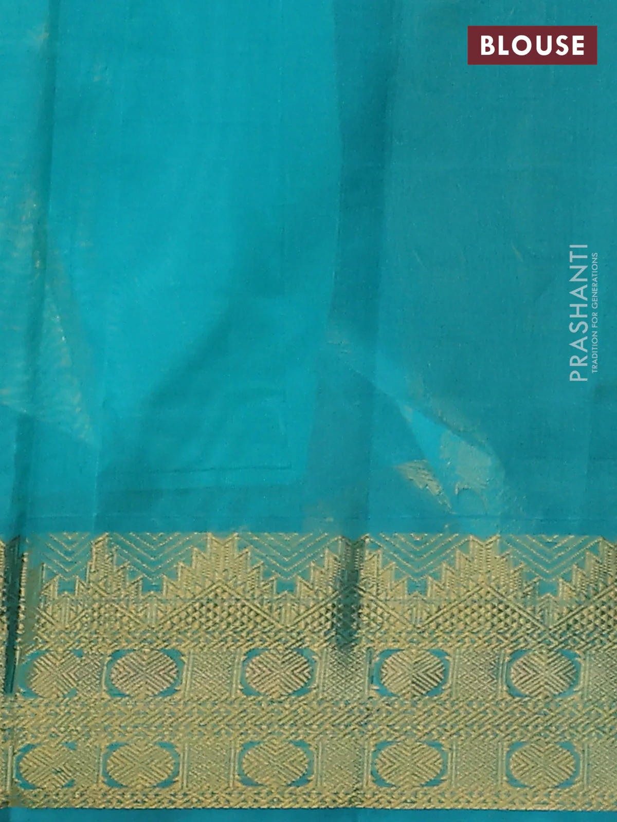 Silk Cotton saree black and teal blue with plain body and zari woven border - Image 3