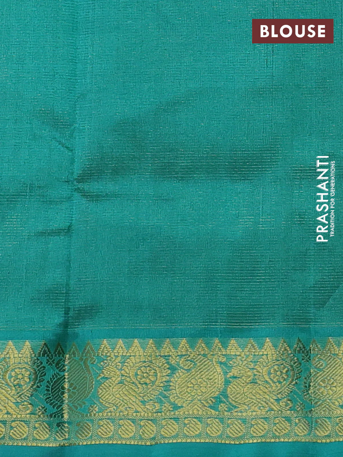 Silk cotton saree black and teal green with allover vairosi pattern and annam zari woven border - Image 3