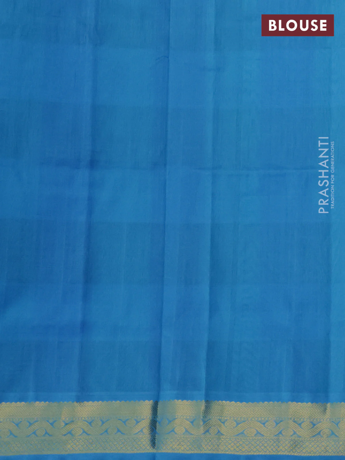 Silk cotton saree blue and cs blue with allover paalum pazhamum checks & buttas and zari woven border - Image 3