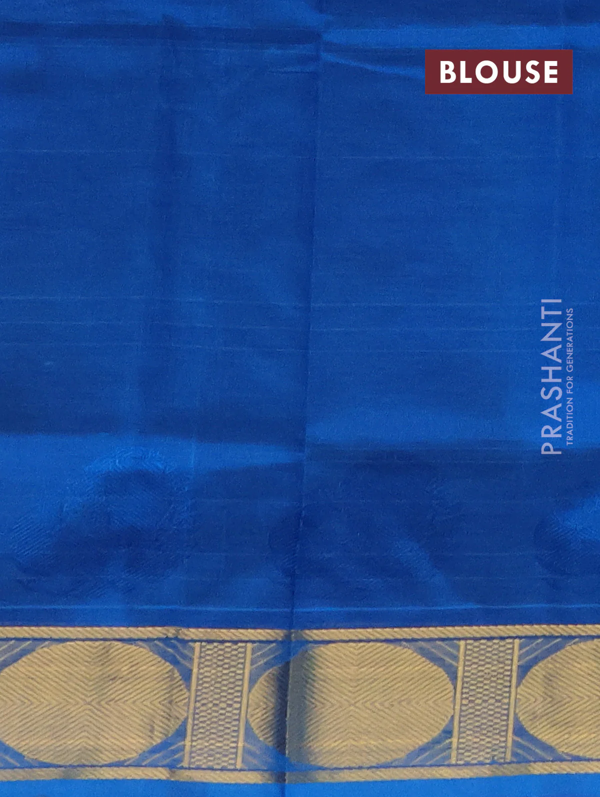 Silk cotton saree blue and cs blue with plain body and rudhraksha zari woven border - Image 3